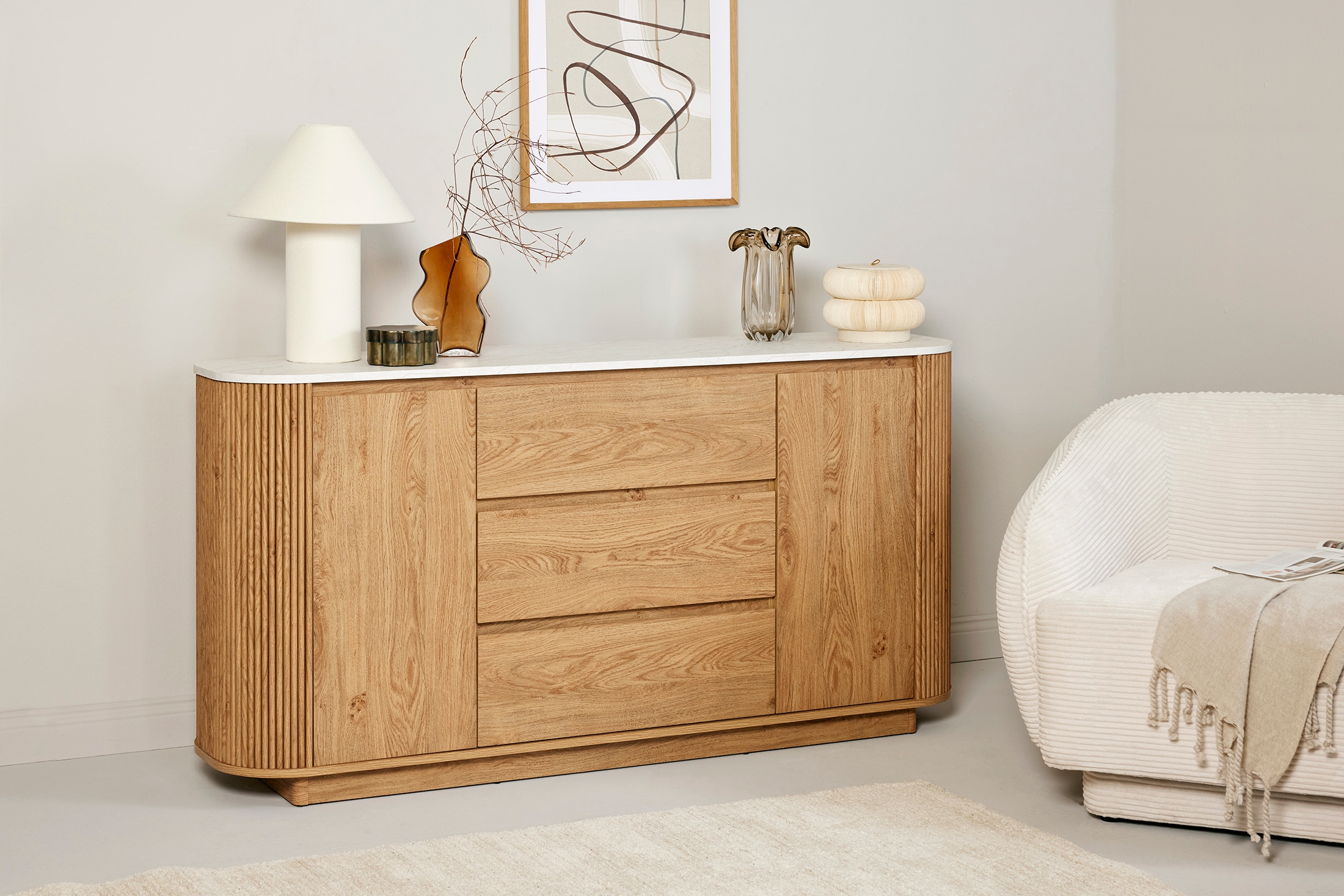 Jahnke Sideboard »GROOVE SB 160« 1 Stk. tlg. Sideboard, abgerundet, Marmor-Look, Breite ca. 159,5 cm