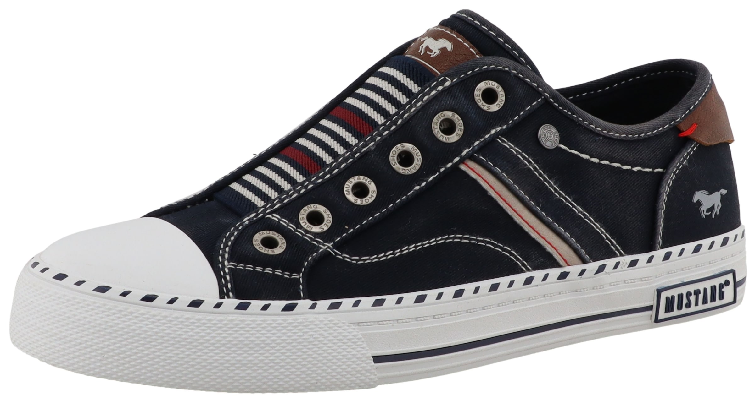 Mustang Shoes Baskets slip-on »Magdalena«  Chaussure décontractée, mocassin, chaussure à enfiler avec empiècements contrastés