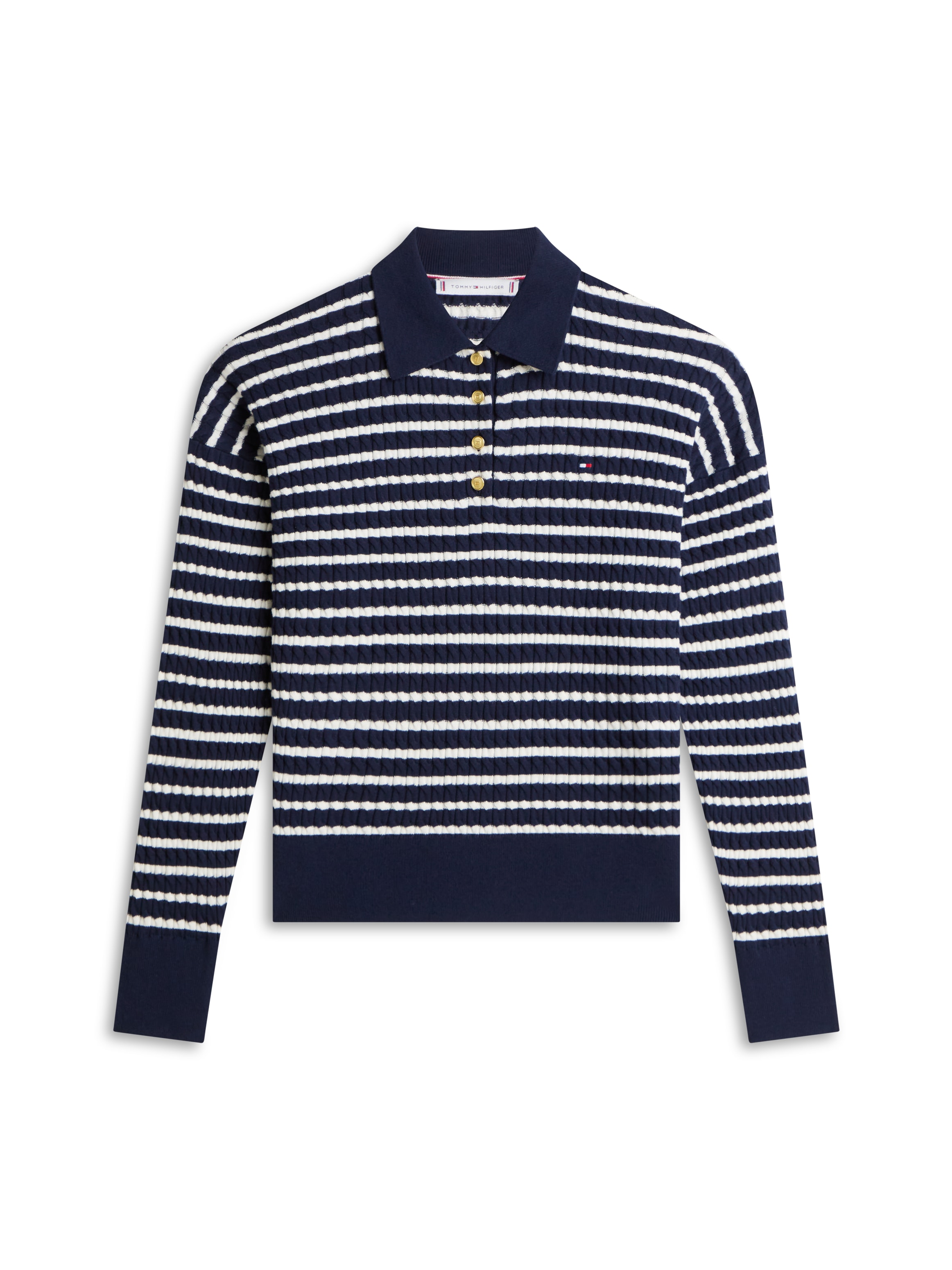 Tommy Hilfiger Pull en tricot »CO CABLE FINE GG RLXD POLO SWT« avec motif torsadé