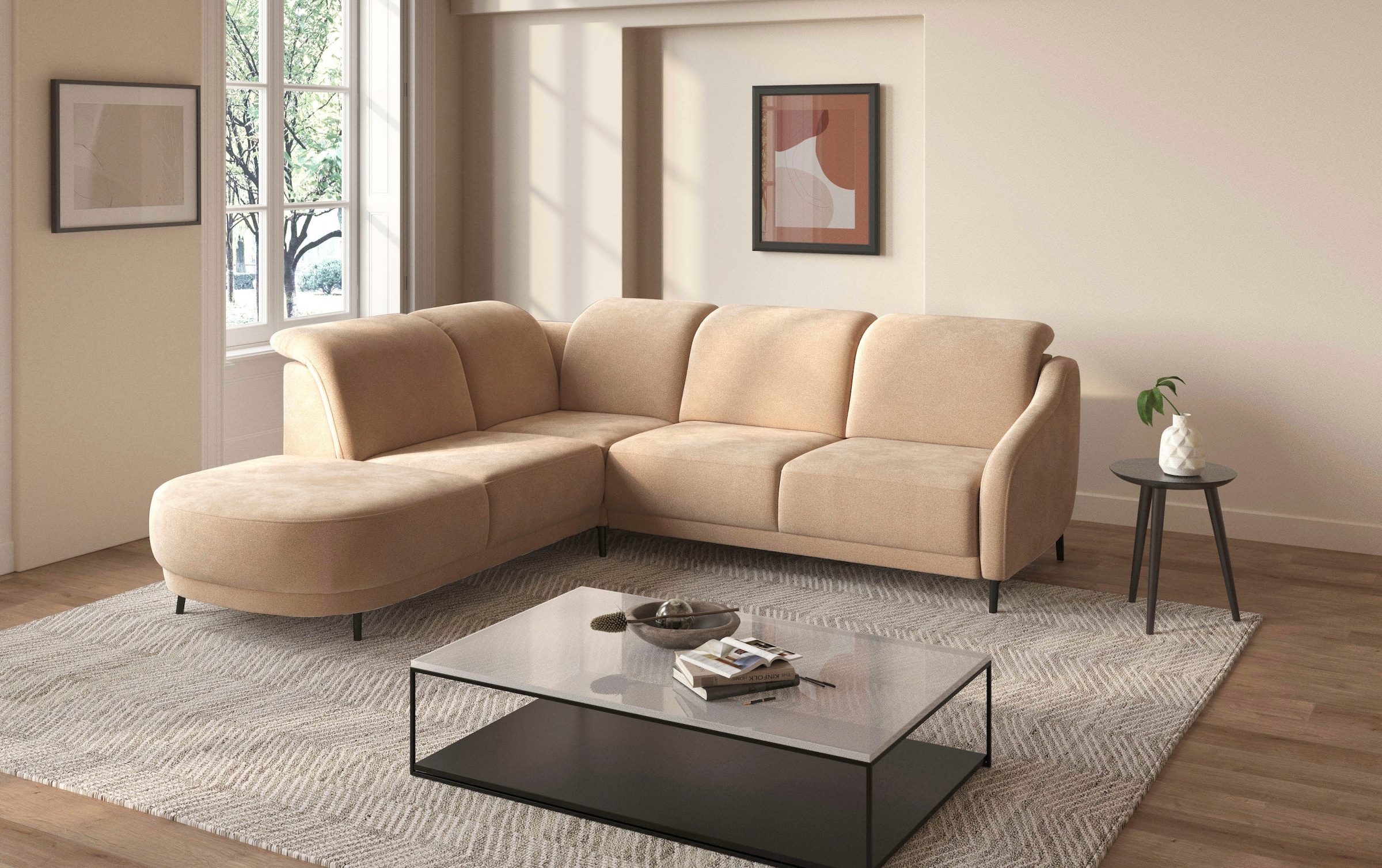 sit&more Canapé d'angle »Blues L-Form« wahlweise mit Klapptisch und USB