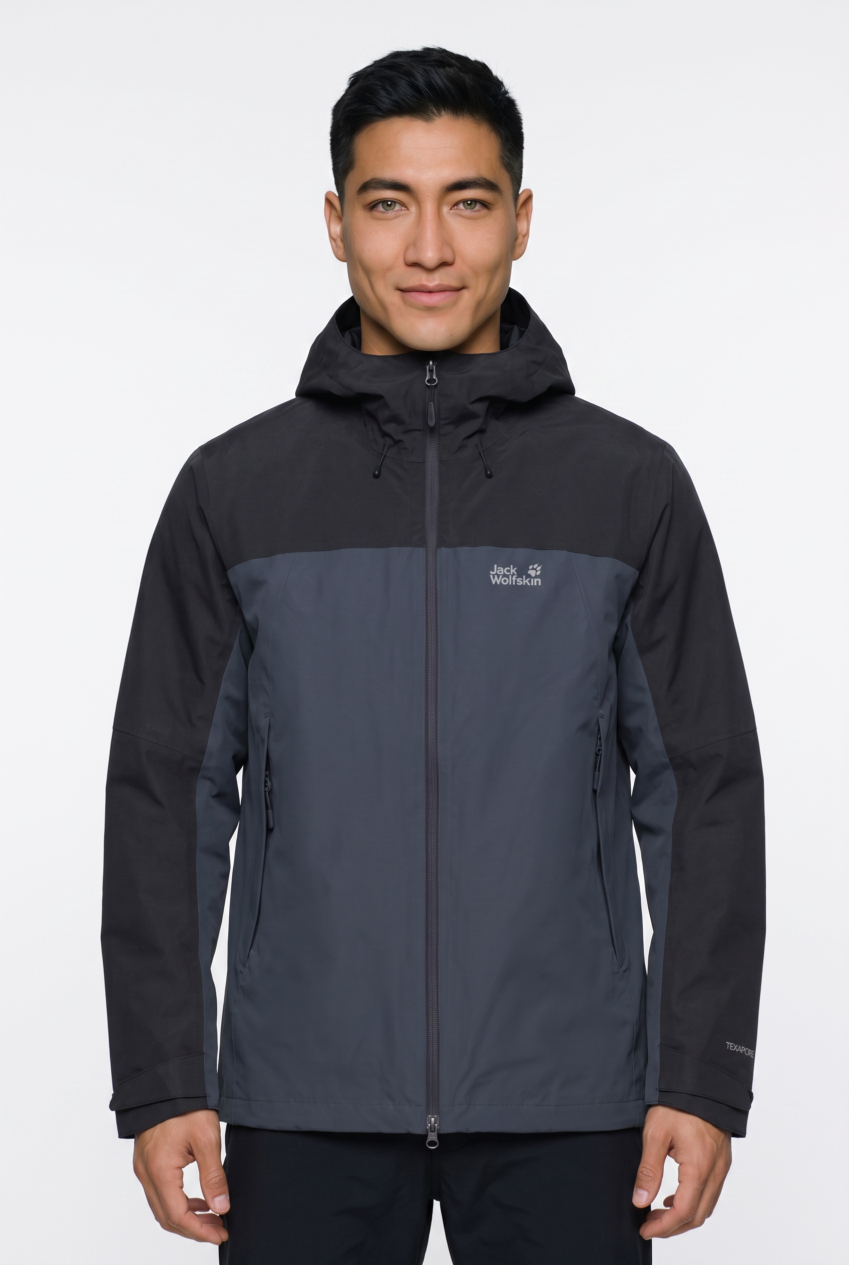 Jack Wolfskin Veste fonctionnelle 3 en 1 avec capuche avec capuche à cordon élastique réglable, imperméable, coupe-vent