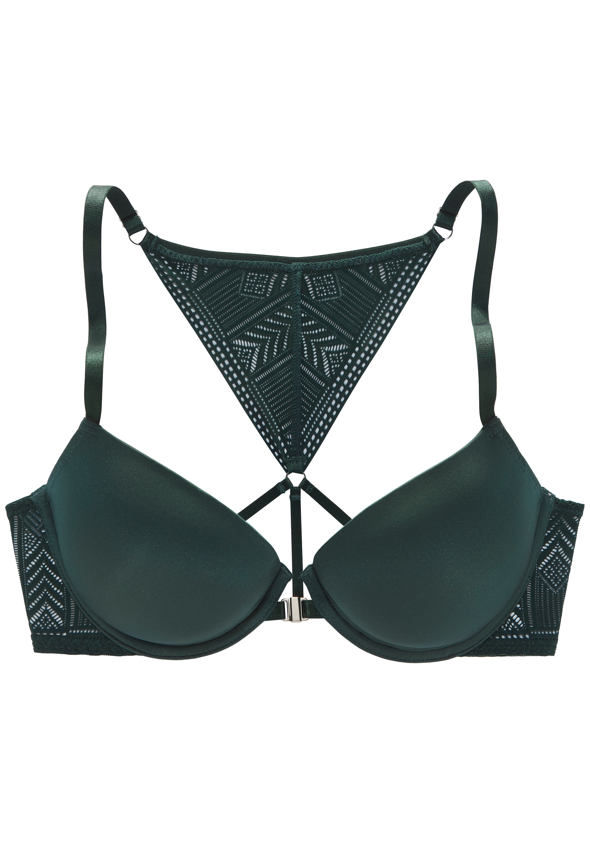 s.Oliver Push-up-BH », BH mit Bügel, Neckholder-BH, als Dessous-Set kombinierbar, Fabienne« mit Vorderverschluss & Spitzenrücken, sexy Dessous, sexy Unterwäsche