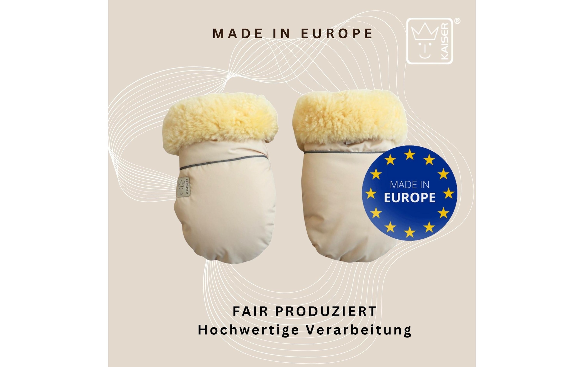 Kaiser Kinderwagen-Handwärmer »Reflect Kiwa« Lammfell-Kinderwagenhandschuh