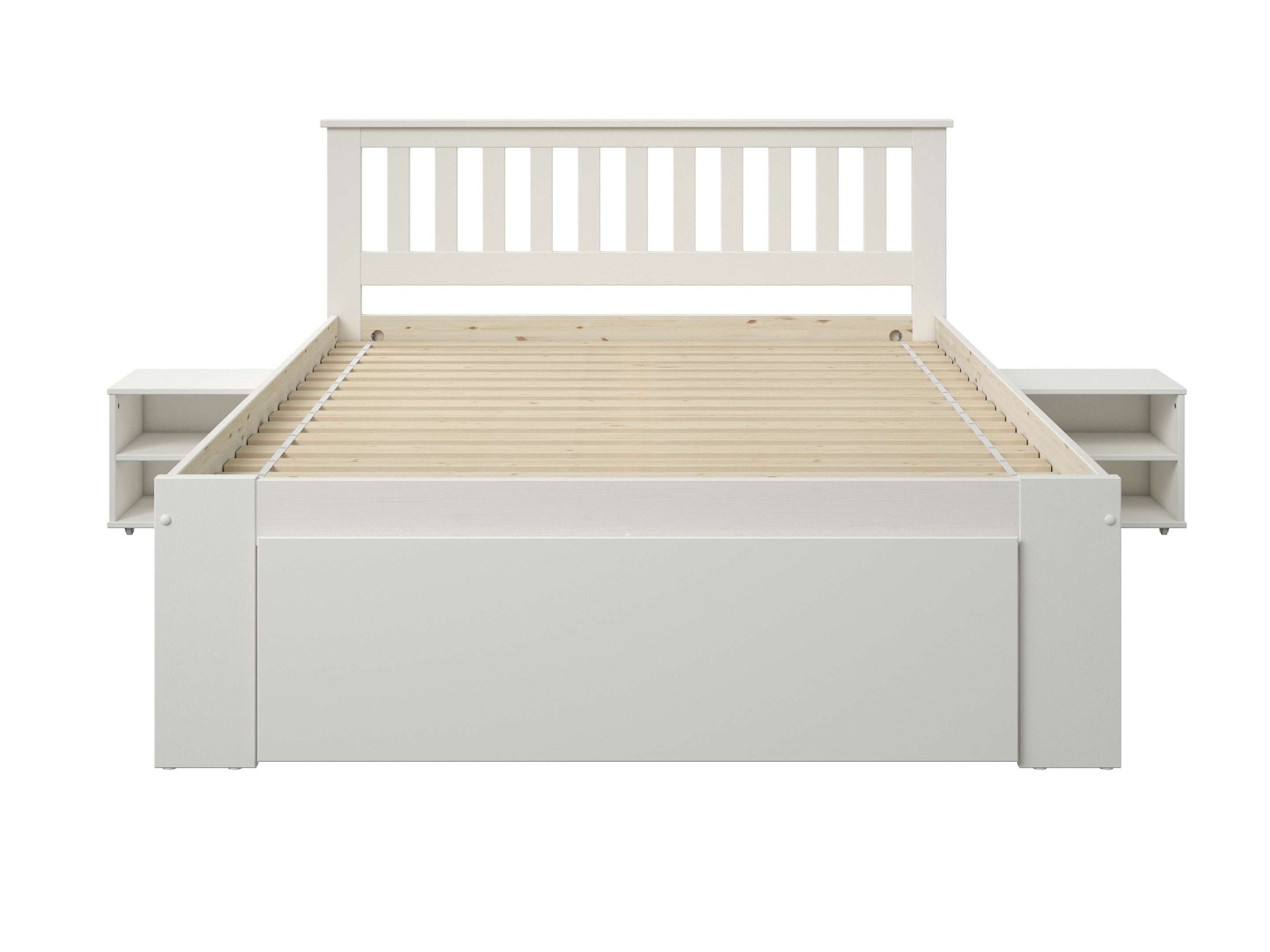 GOODproduct Lit en bois massif »Kallvin, platzsparend, 3 Bettkästen, Nachtschränke ausziehbar« comprend un sommier à lattes, 3 coffres de lit, certifié FSC®