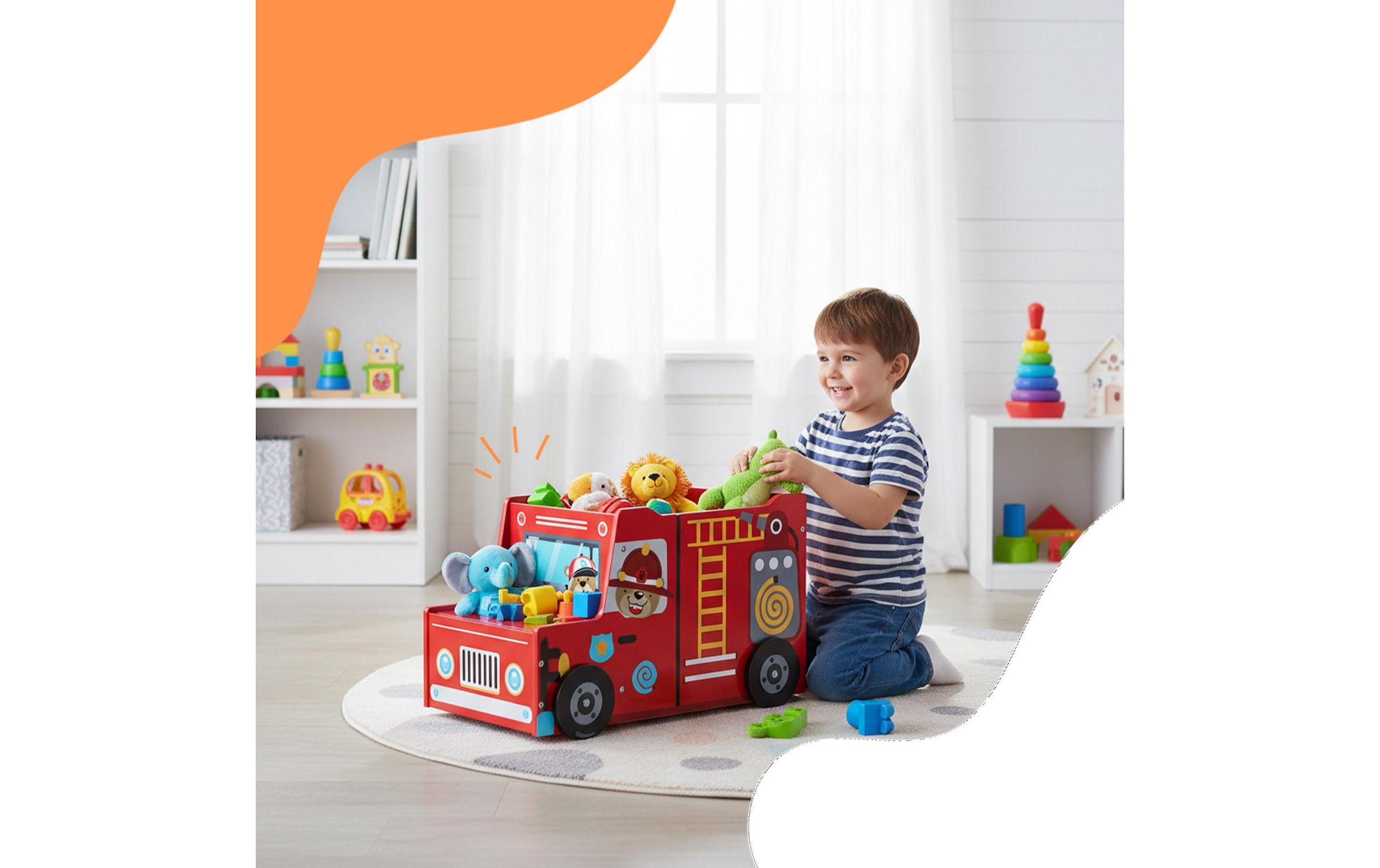 relaxdays Caisse »Feuerwehr, 34 x 60 x 32 cm«