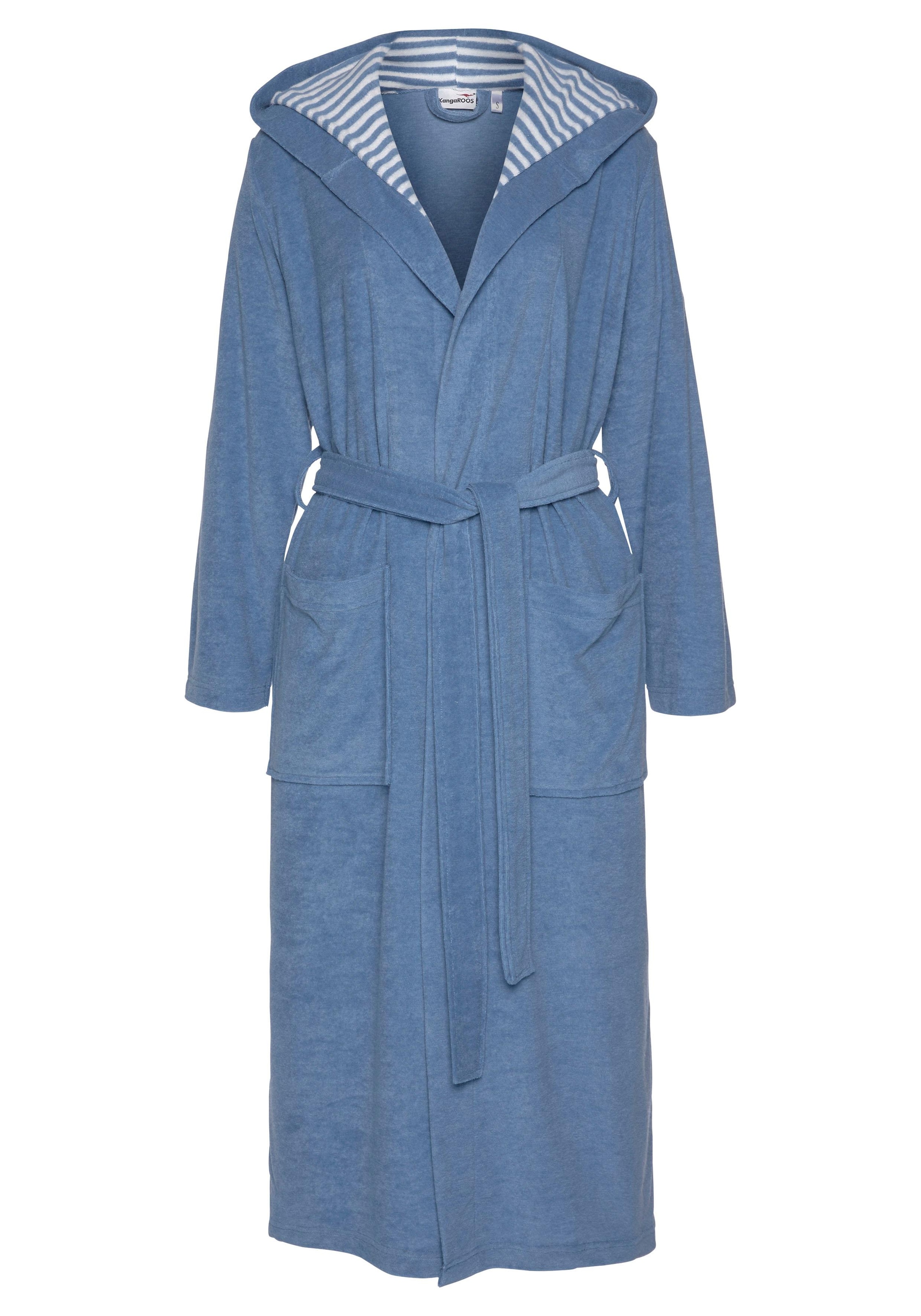 KangaROOS Peignoir de bain femme »Dalia, ideal für Sauna & Spa, Standardlänge & Überlänge« 1 cuis Uni-Farben mit Streifen, Taschen, leicht, XS-3XL, auch in extra lang