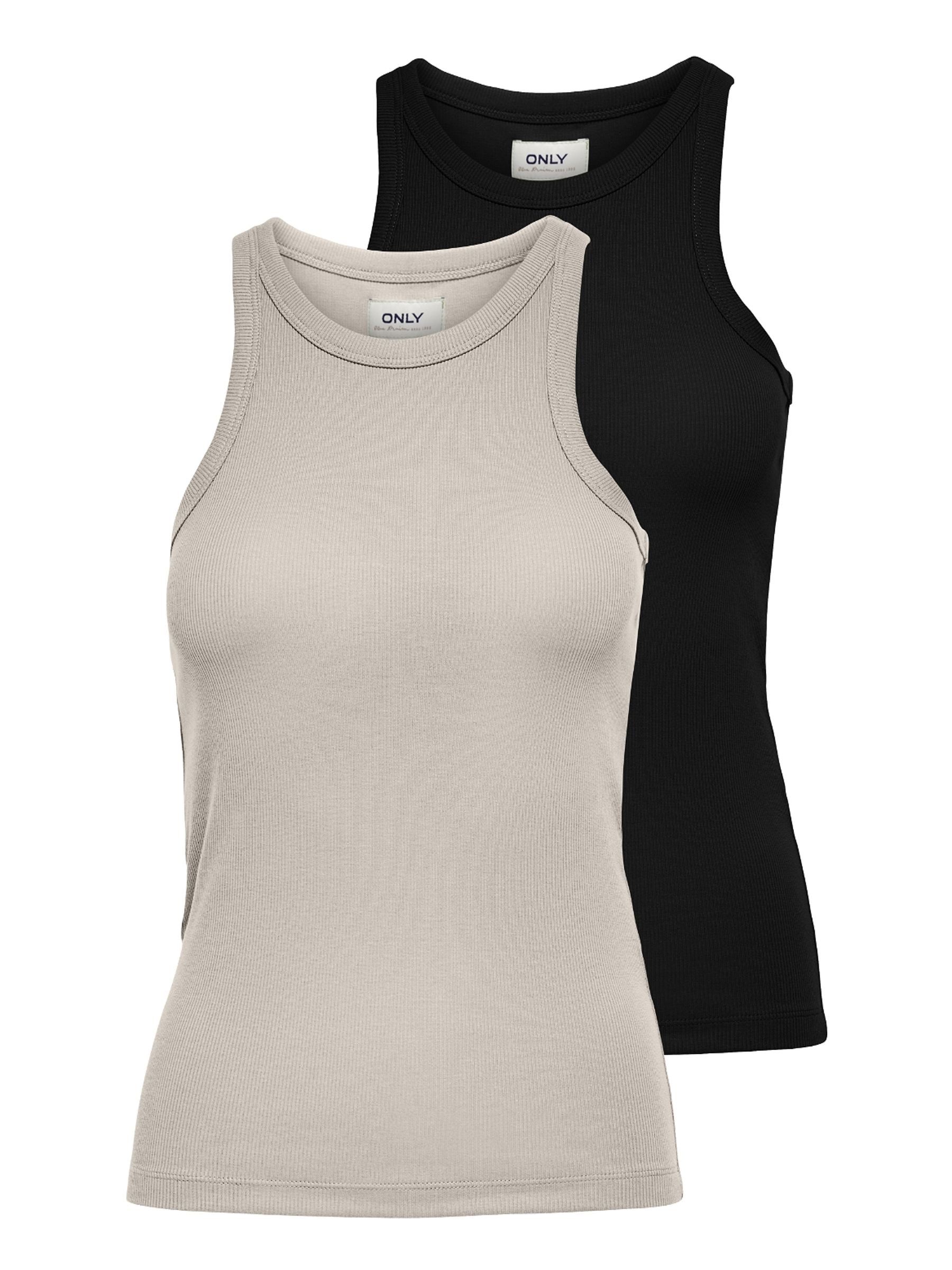 ONLY Débardeur »ONLLINDSAY TANK TOP 2 PACK« Paquet, 2 Baumwollmischung