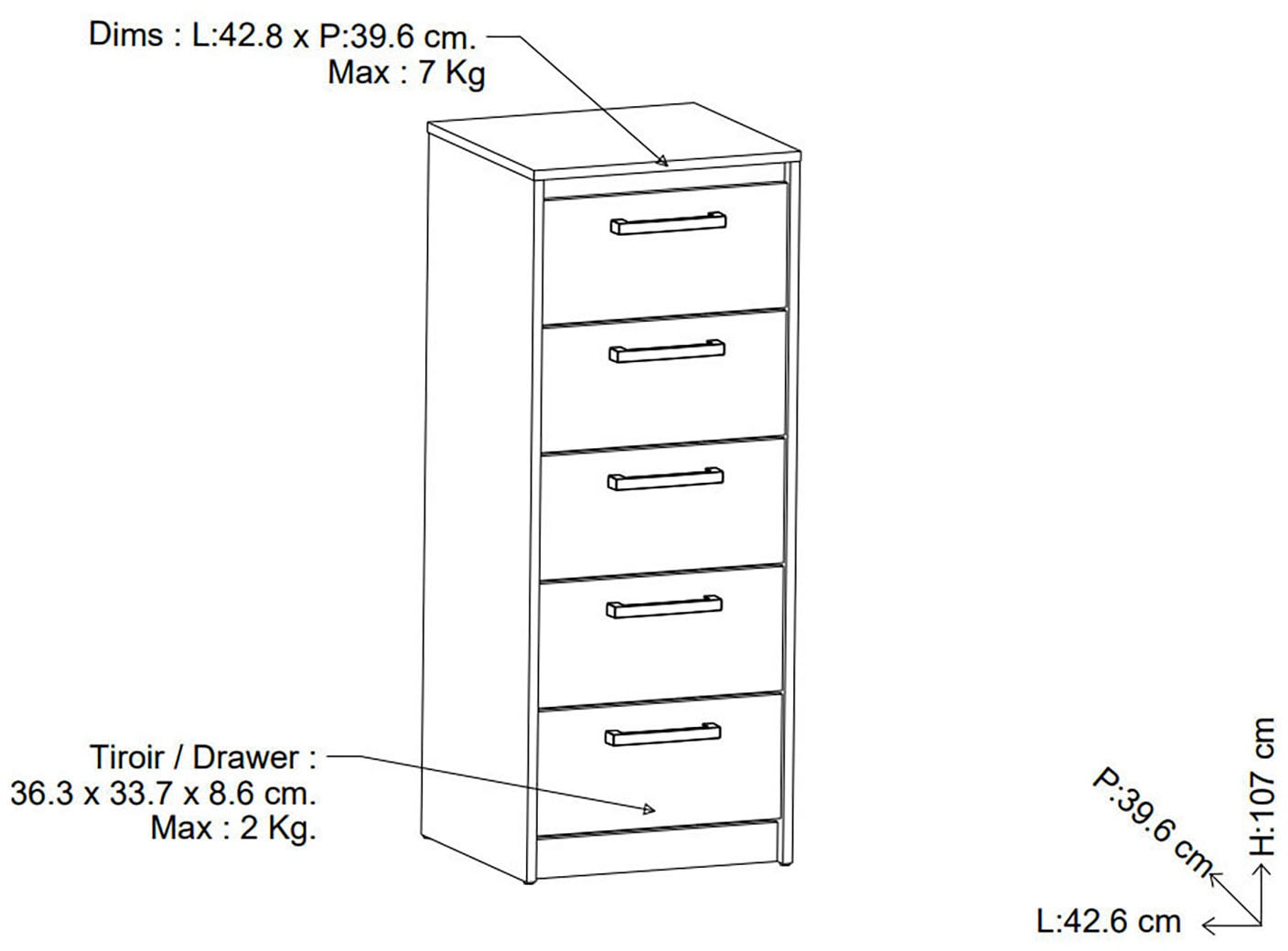 Demeyere GROUP Commode »Watson« 1 cuis tlg. commode à 5 tiroirs