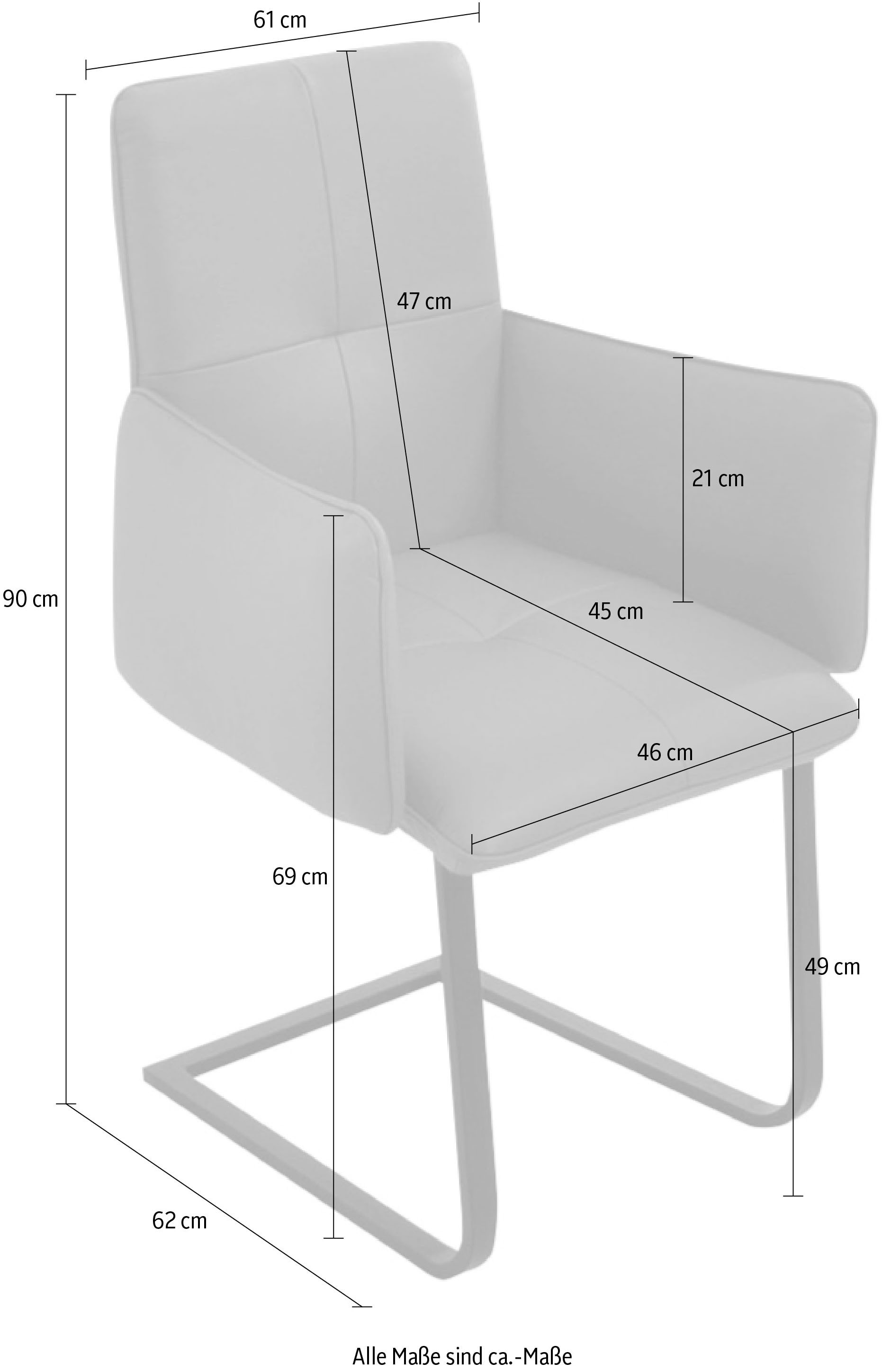 K+W Komfort & Wohnen Chaise cantilever »6502« () fauteuil à bascule avec accoudoirs, patins en acier plat noir