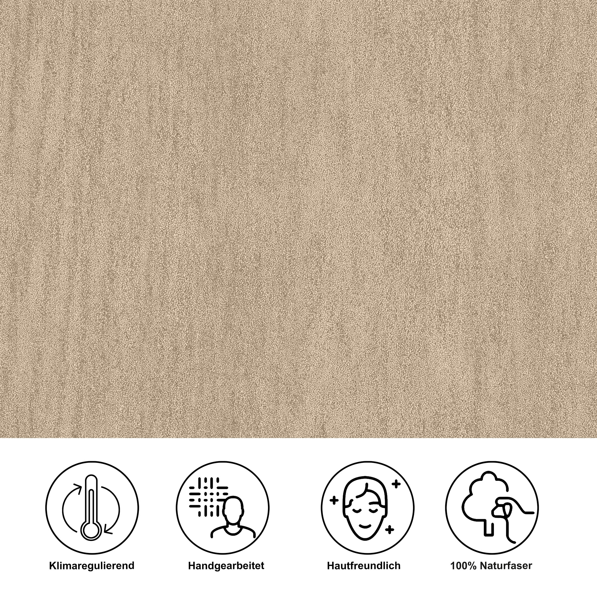 THEKO Bordure de lit »Gabbeh Uni, Handweb Teppich, meliert, reine Wolle« Höhe 14 mm 3 cuis tlg. Bettvorleger, Uni-Farben, handgewebt, Läufer-Set, Schlafzimmer