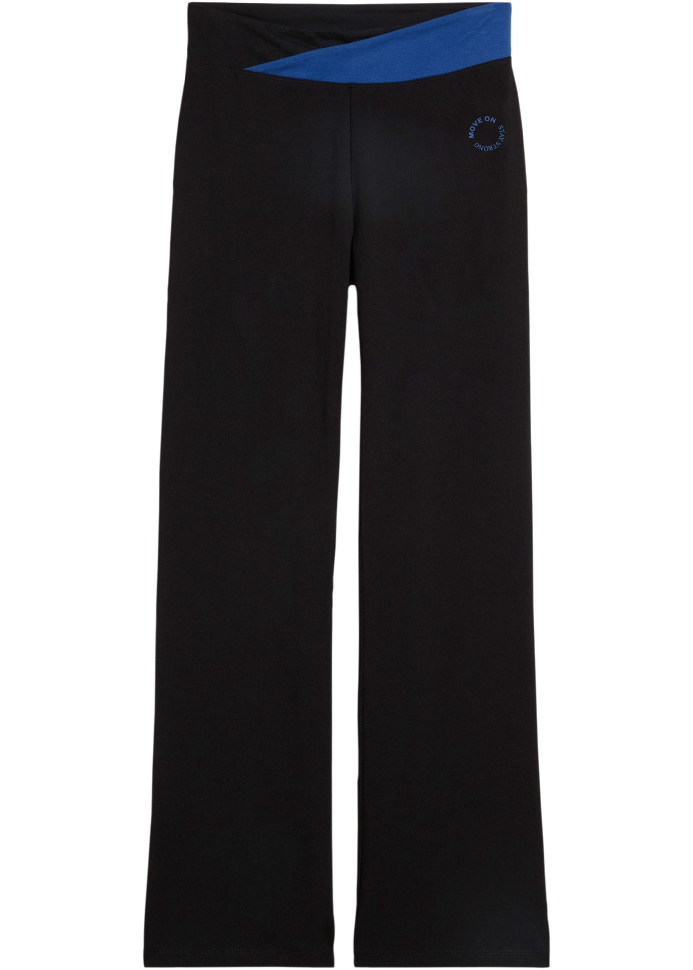 bonprix Pantalon de sport  aus Baumwoll-Stretch, Bootcut, Slim fit, Kontrastdetail am Bund