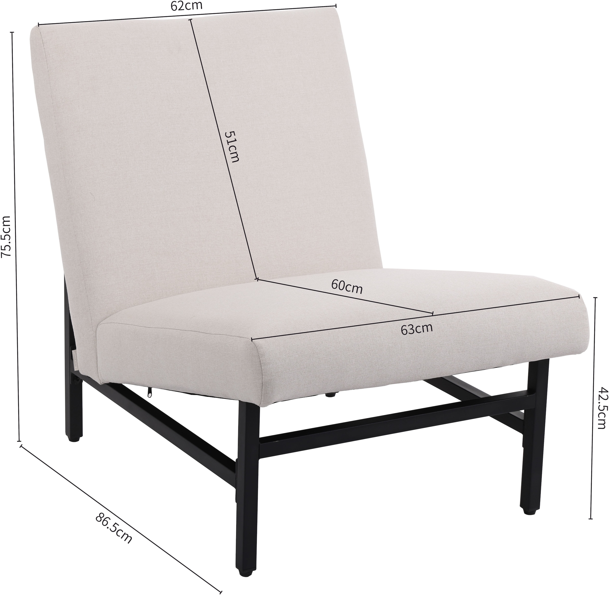 LeGer Home by Lena Gercke Fauteuil »SORAAYA Lounge-Sessel, Lese-Sessel, TV-Sessel« schwarzes Metall-Gestell, feiner Web-Stoff