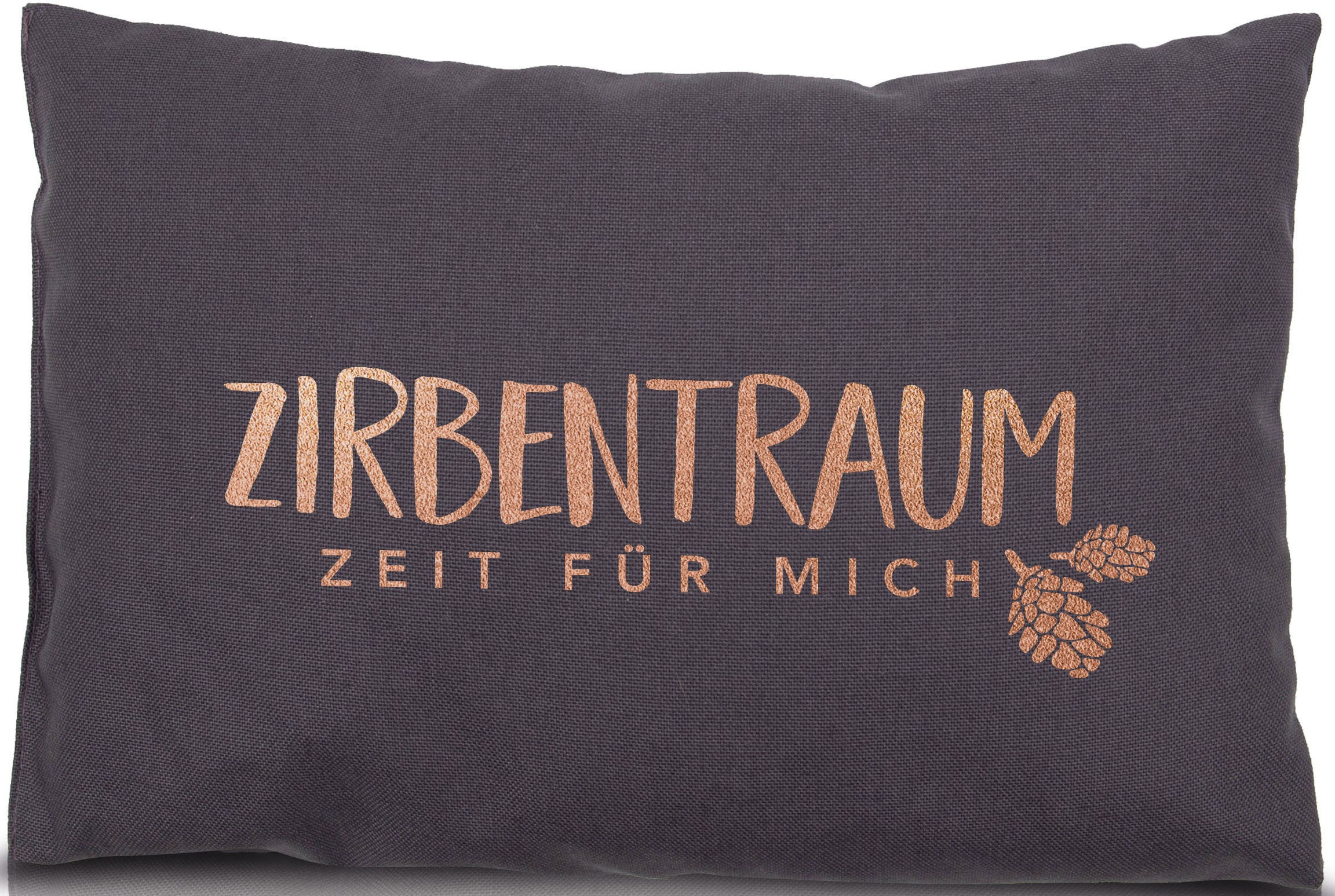 herbalind Oreiller en pin cembro »Zirbentraum in Anthrazit/Roségold 30x20 mit Reissverschluss - Gefüllt« mit hochwertigen Zirbenholzflocken 100% Baumwolle - Made in Germany