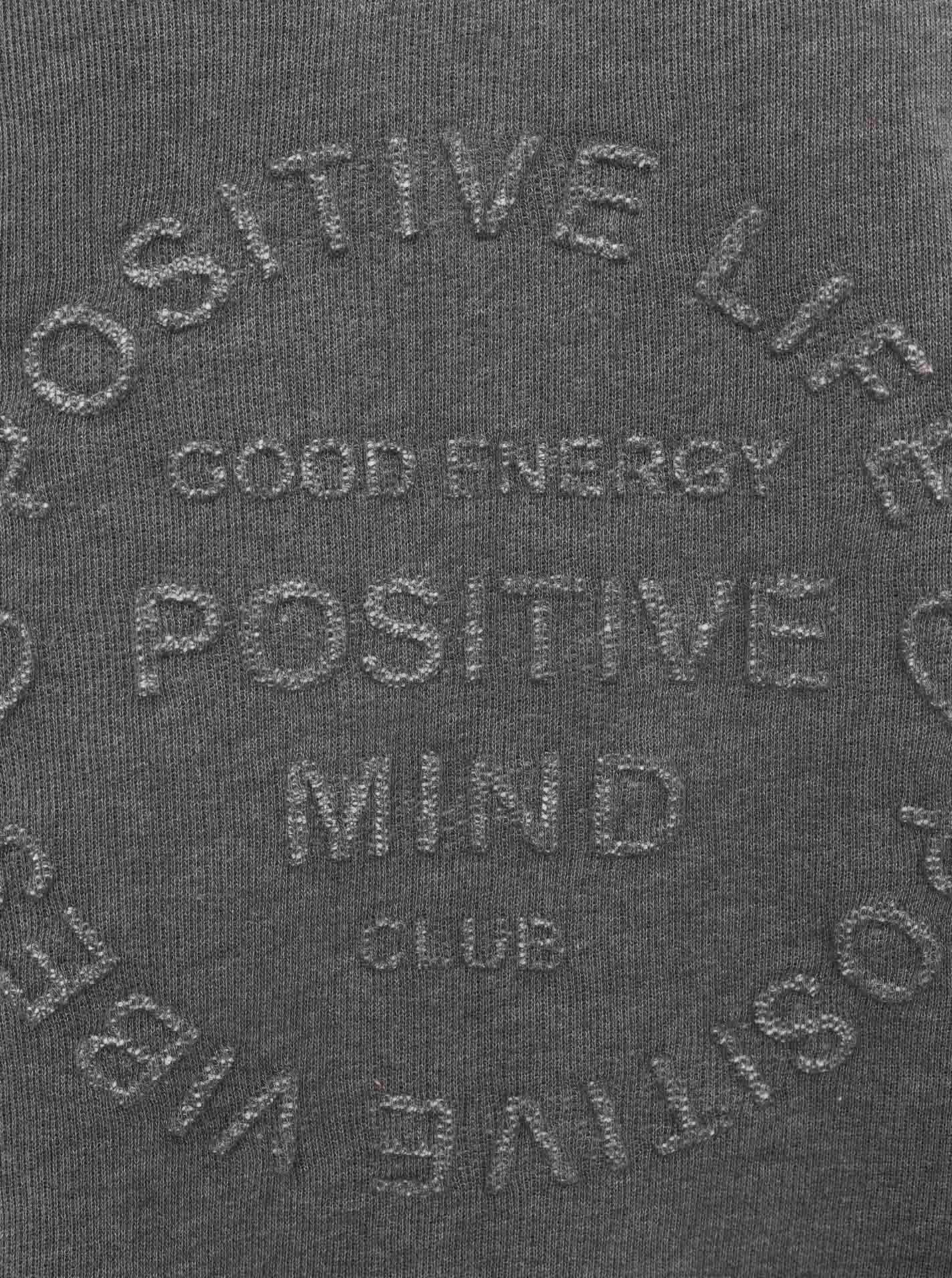 Zwillingsherz Sweat-shirt »"Positive Mind"«, encolure en V effilochée, look usé, manches longues, inscription
