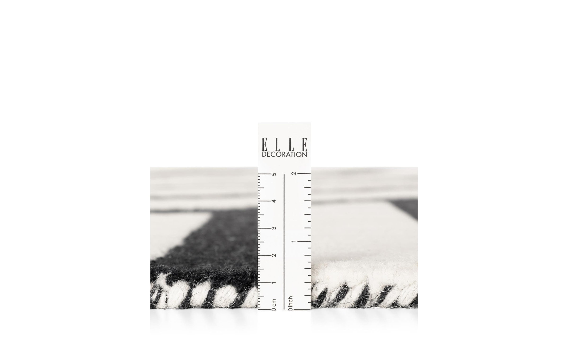 ELLE DECORATION Tapis »Noir« Rectangulaire 12 mm Höhe Wolle, Natur, Wohnzimmer, schwarz weiss, Modern, Geometrisch, Streifen