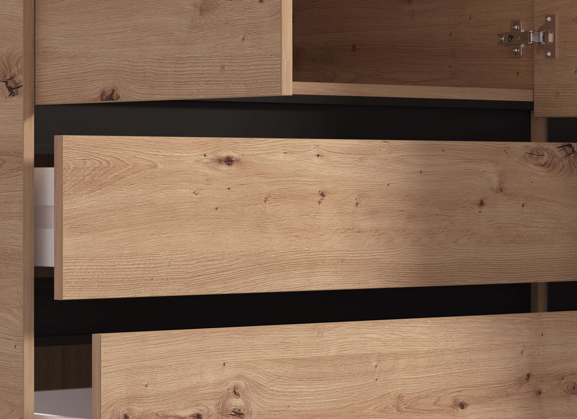 INOSIGN Armoires à vêtements »Corbett, grifflose Optik, FSC-zertifziert, Made in Europe« 138 oder 182,5cm breit, 211cm hoch und 54,5cm tief,  mit Spiegel, 3 Schubladen und Innenausstattung