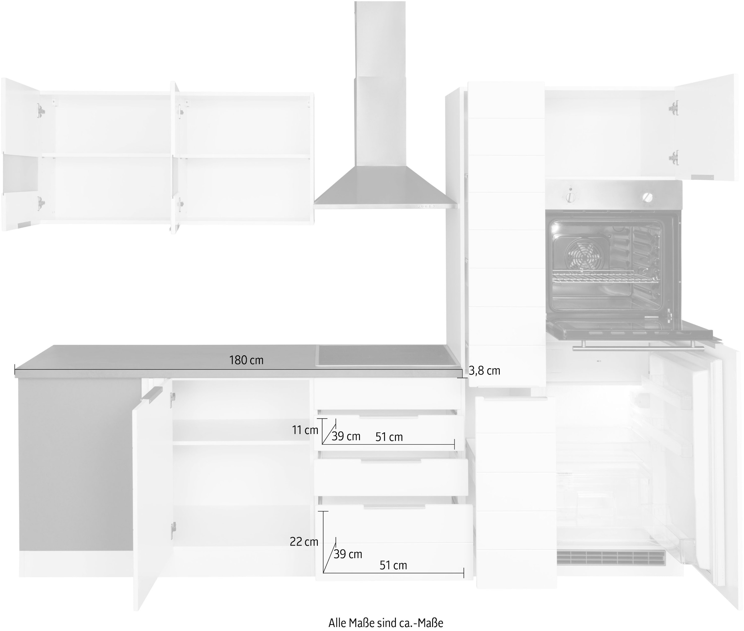 KOCHSTATION Winkelküche »KS-Luhe« Stellbreite 240x270 cm, wahlweise mit oder ohne E-Geräten, MDF-Fronten