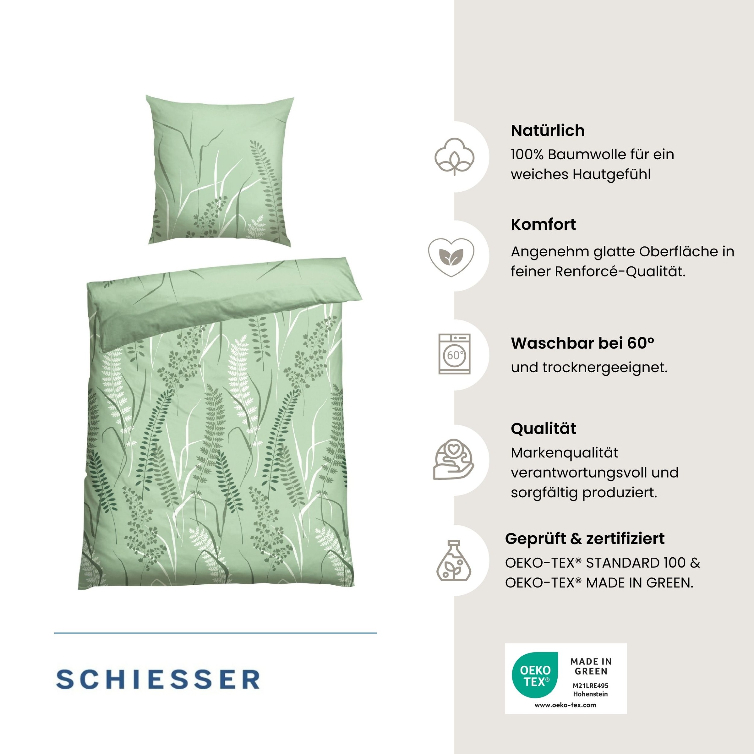 Schiesser Bettwäsche »Annic aus weicher Baumwolle in floralem Dessin« 2 Stk. OEKO-TEX® MADE IN GREEN