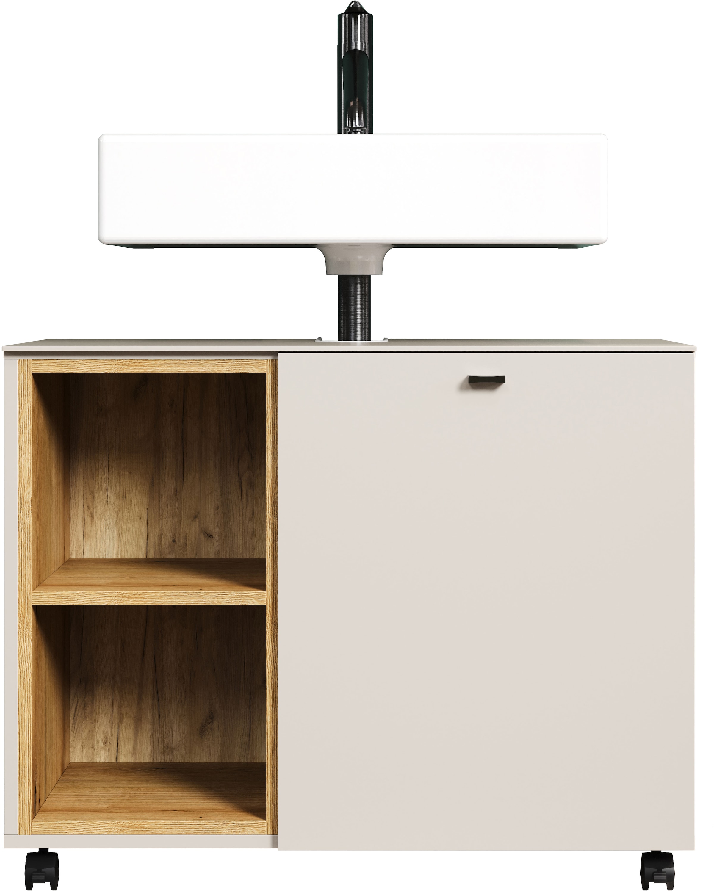 welltime Armoire sous lavabo »San Pedro« 1 cuis tlg. Waschbeckenunterschrank a. Rollen, Soft-Close 80/42/64 cm