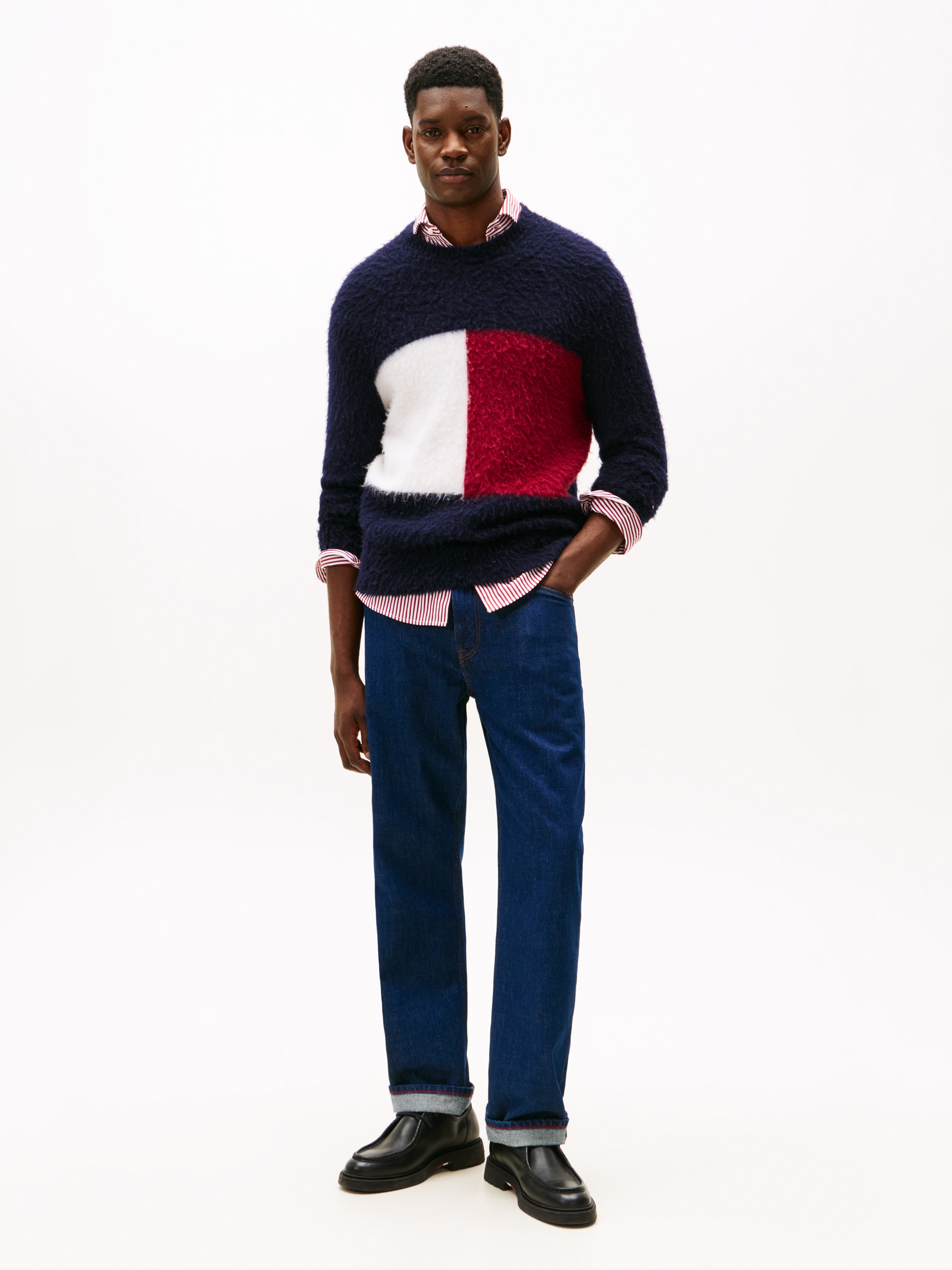 Tommy Hilfiger Pull en tricot »ALPACA BLEND BIG FLAG CREW NECK« Regular fit