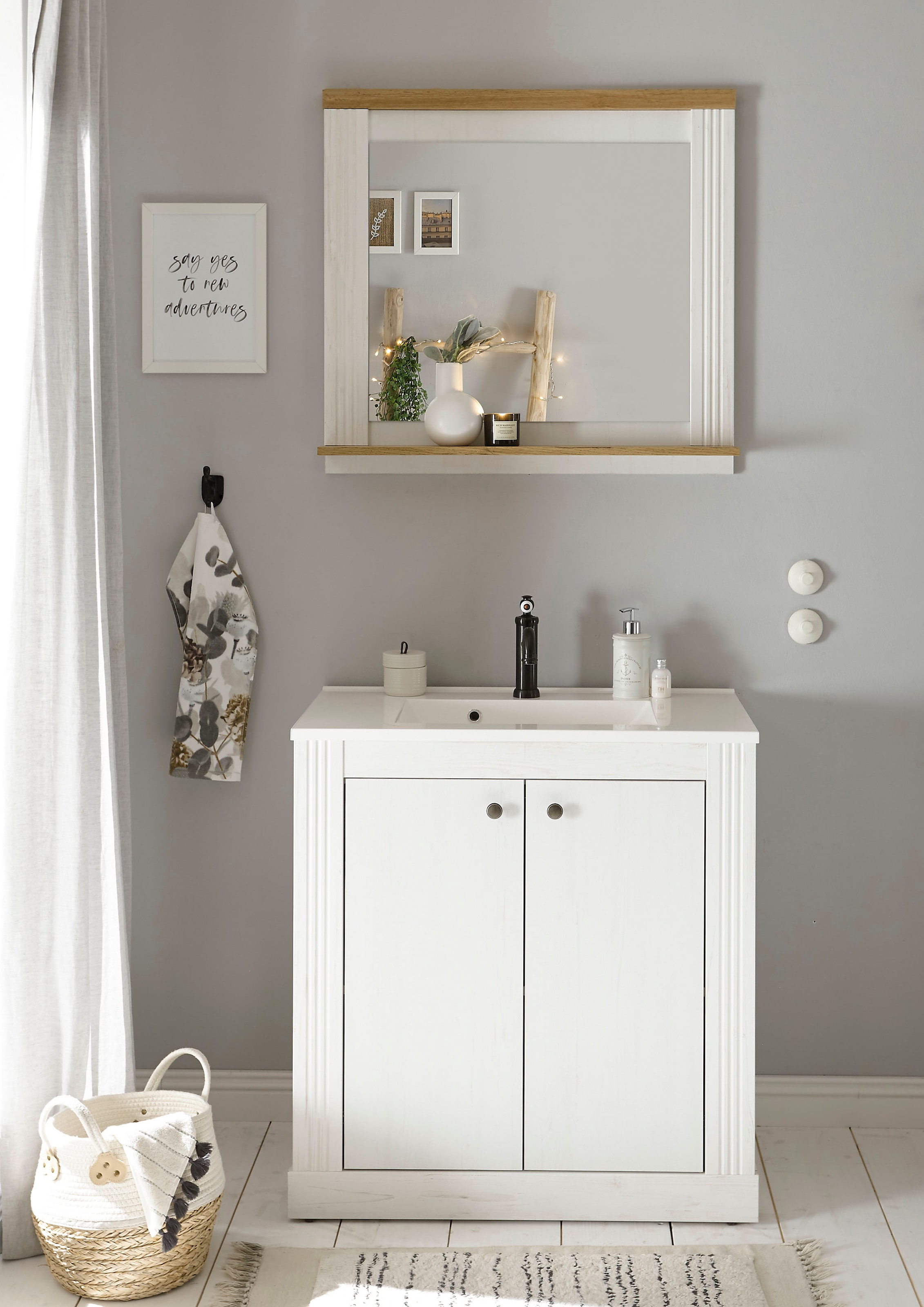 Home affaire Badmöbel-Set »WESTMINSTER, Bad im Landhausstil, 2-teiliges Badezimmer« 2 Stk. tlg.