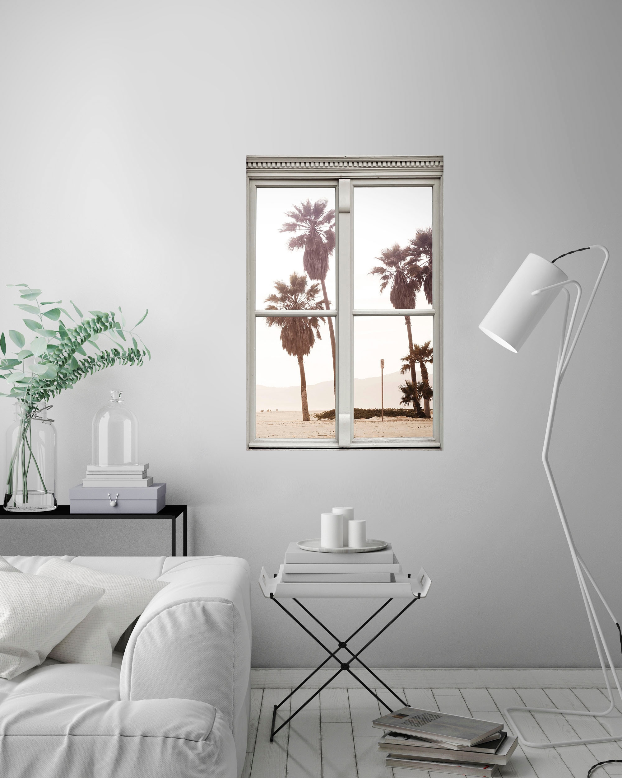 queence Autocollants muraux »Palmen« Wandsticker, Wandbild, selbstklebend, 3D, Fenster