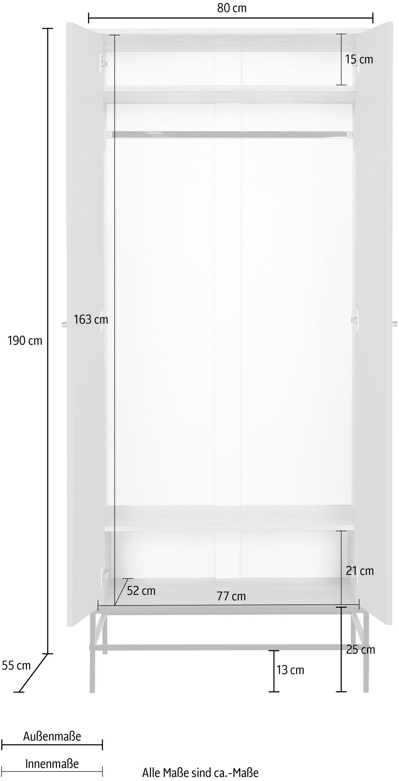 andas Armoires à vêtements »MIA« Fräsungen in den Fronten, goldene Griffe, Breite 80 cm, FSC®