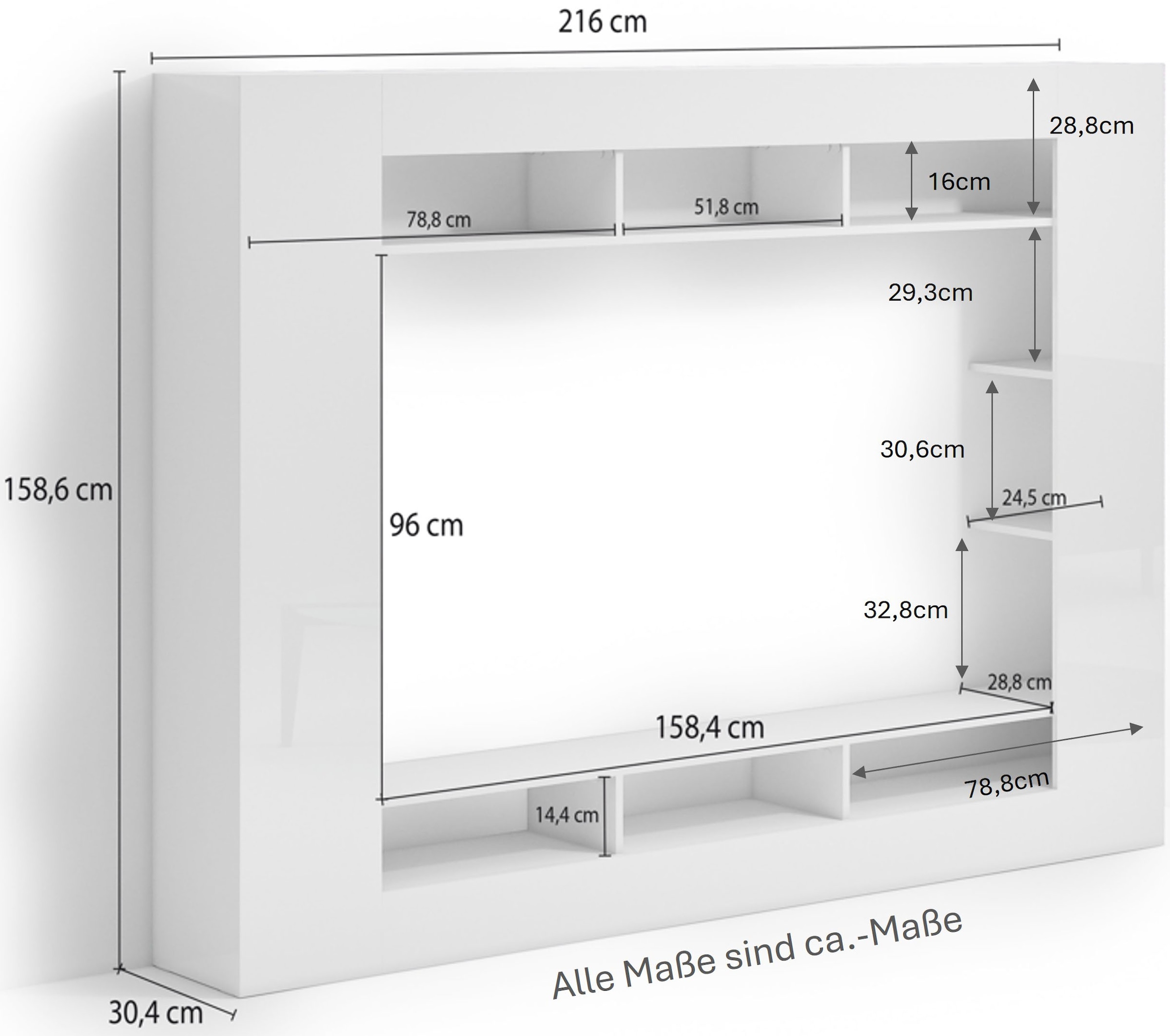 GOODproduct Meuble mural »SPEED, TV-Wand, hochglanz lackiert,ideal für TV-Geräte bis zu 65 Zoll« 1 cuis tlg.
