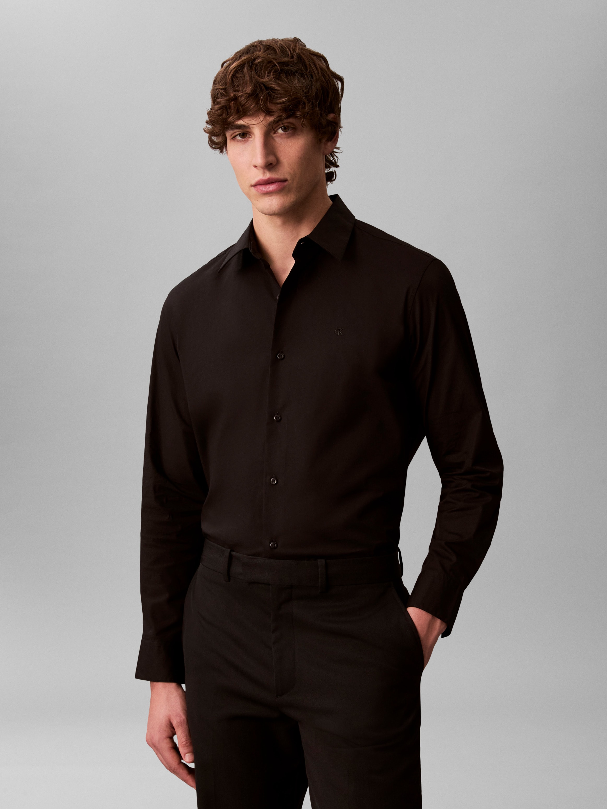 Calvin Klein Businesshemd »LS SOLID STRETCH CLASSIC SHIRT« mit Kentkragen