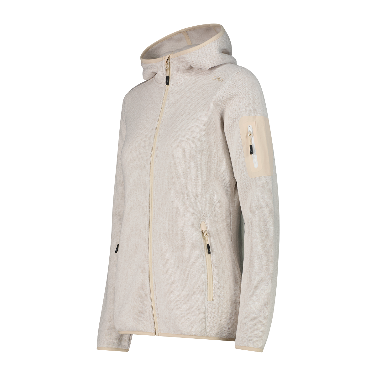 CMP Veste en laine polaire »KNITTED MELANGE HOODY WOMAN HOODY JACKET« avec capuche avec poches zippées, respirant, séchage rapide,