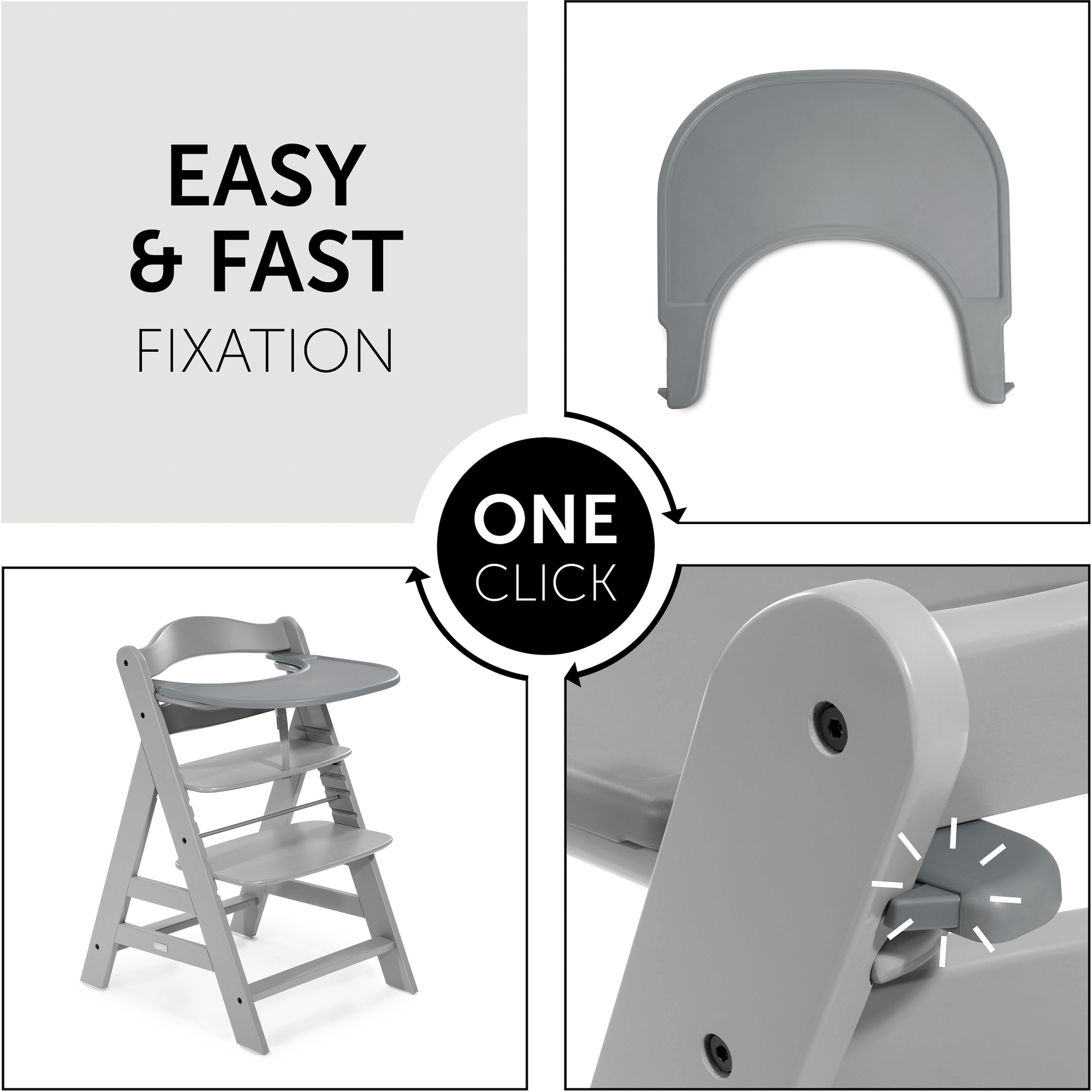 Hauck Hochstuhltablett »Alpha Click Tray, grau« Hauck Hochstuhl Alpha+