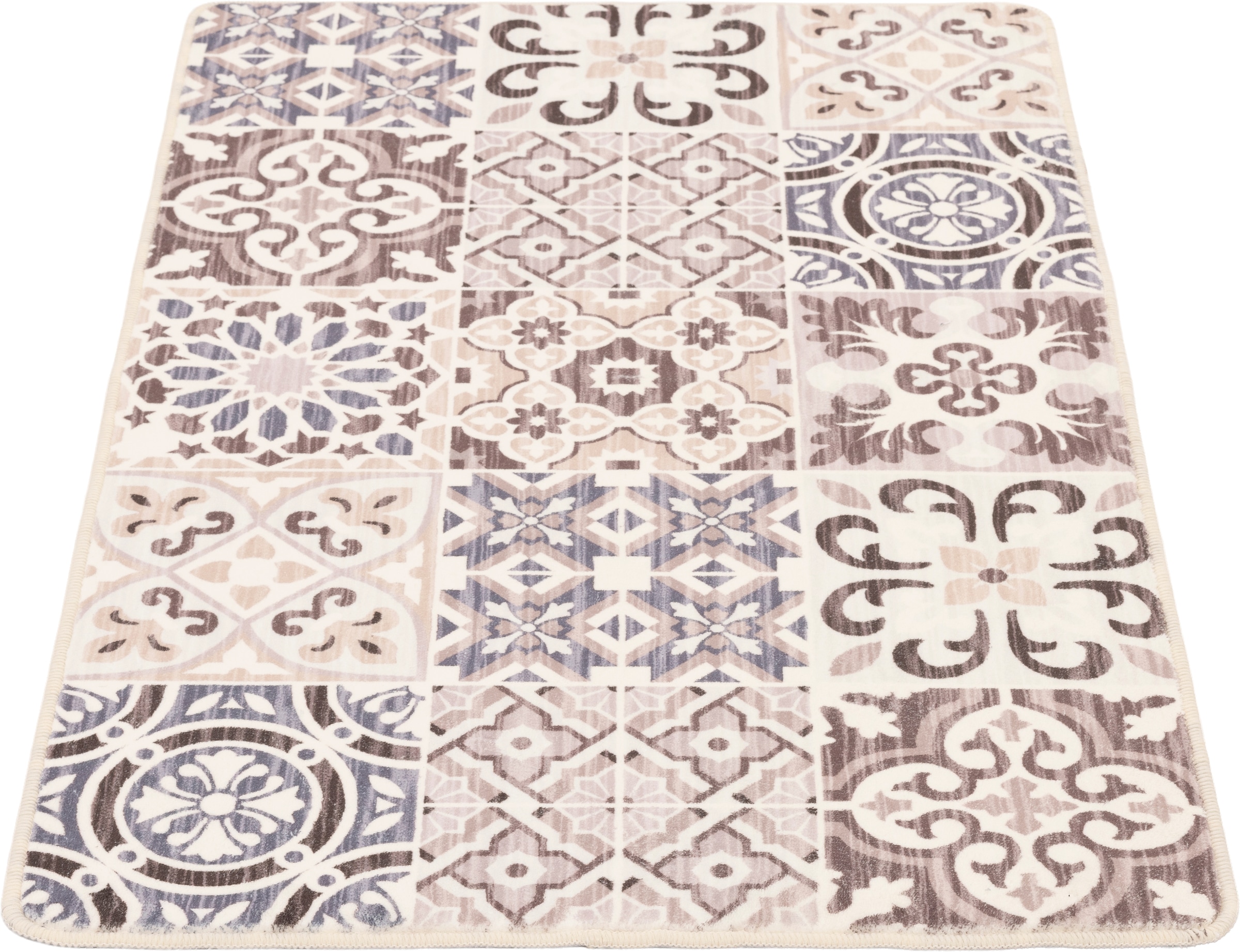 Gino Falcone Tapis de bain »Aquata GF-160, Badvorleger, Badezimmer Teppich« Höhe 7 mm revêtement antidérapant compatible chauffage au sol tapis de bain, imprimé, aspect carreaux, rectangulaire