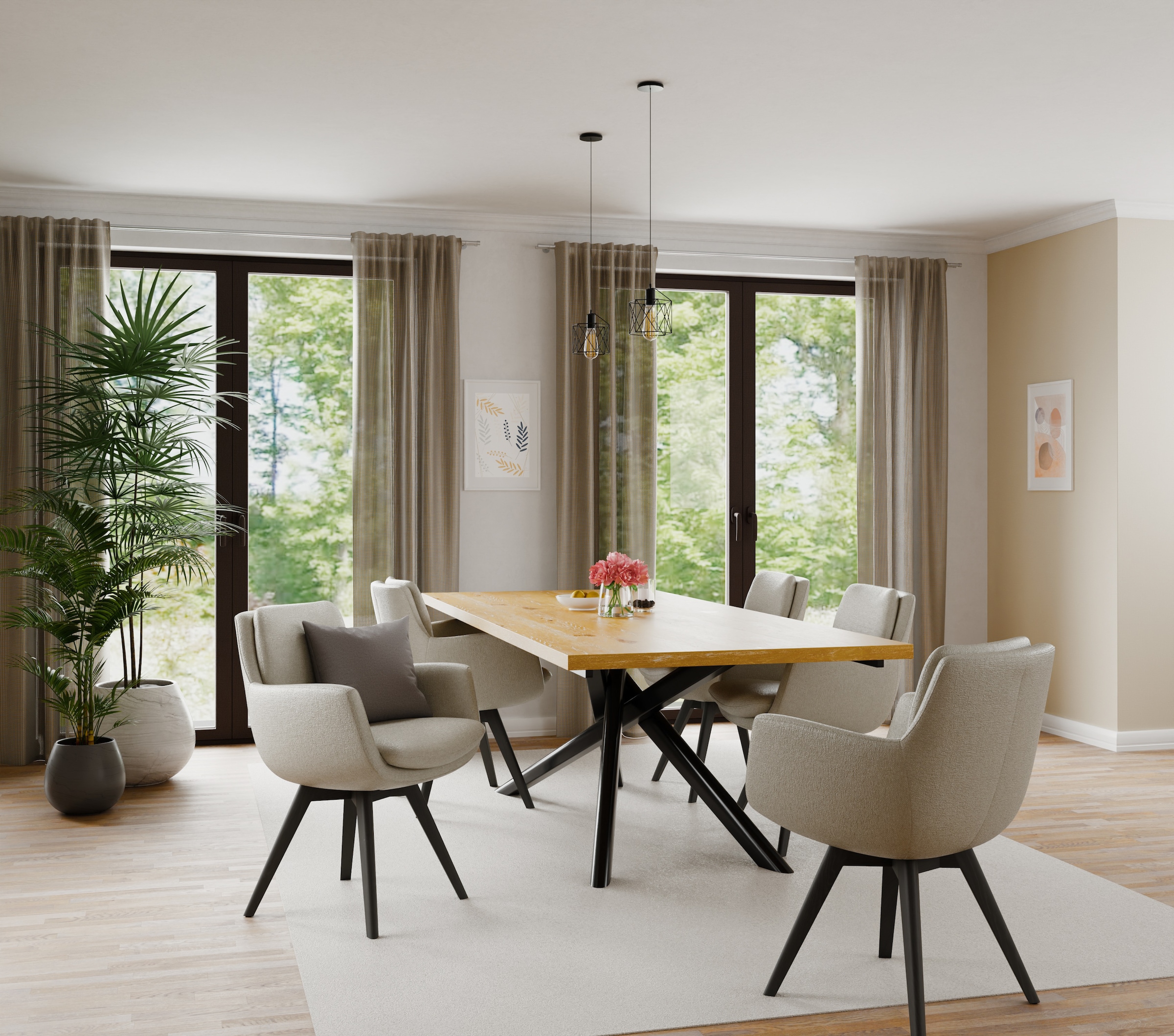 HOMING Rideau »Neta« Boucles cachées 1 cuis tlg. Netzstuktur, Wohnzimmer, Küche, Schlafzimmer