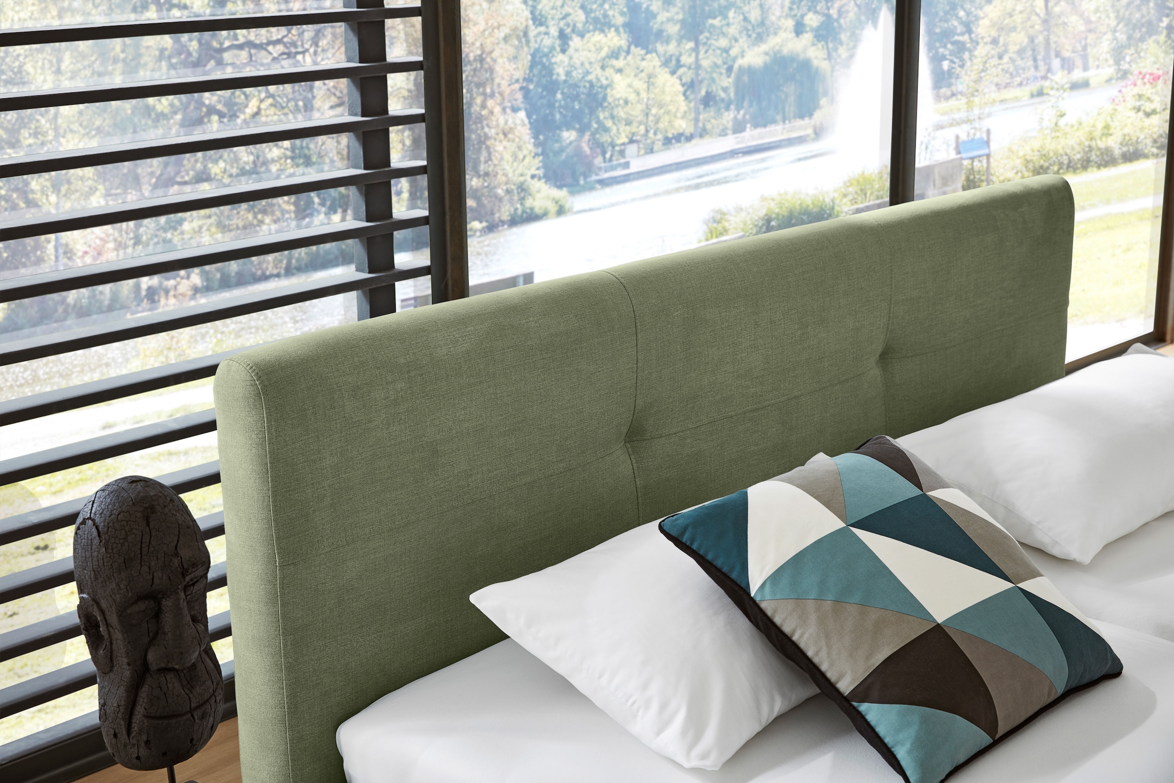 Musterring Lit rembourré »Delphi« Eicherahmen massiv, Kopfteil mit Steppung