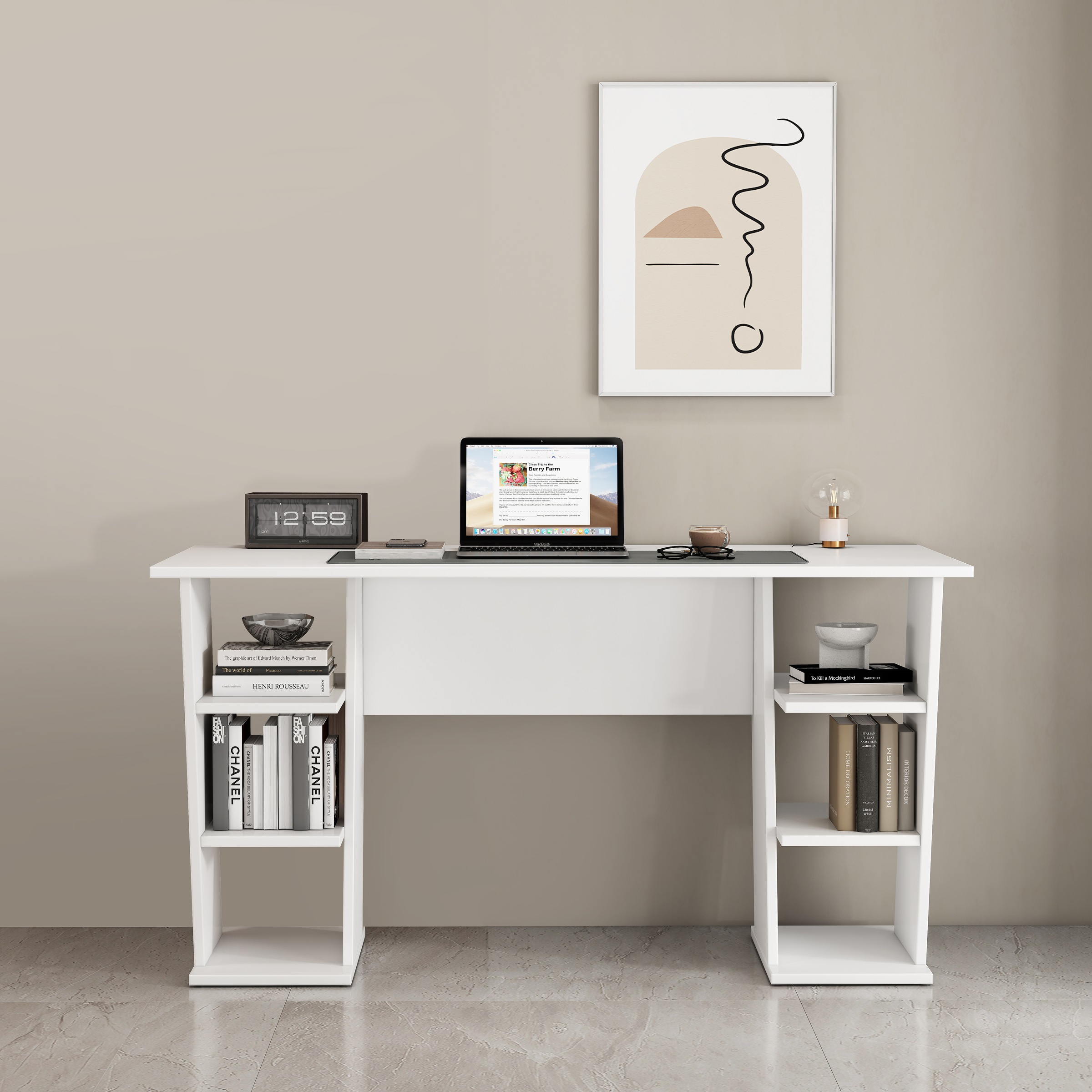 GOODproduct Schreibtisch »Ezzell« Set,  Regalschreibtisch mit Ablagen, modernes Design, Breite 137 cm