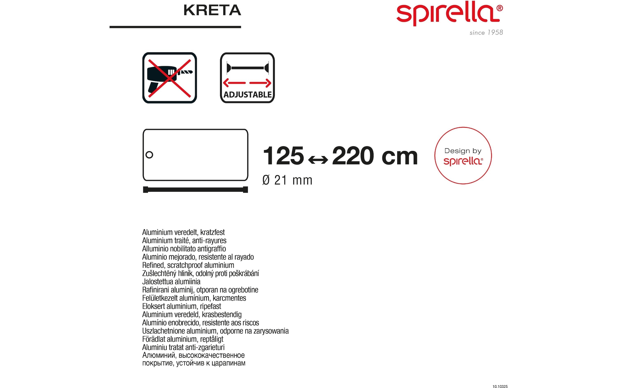 spirella Duschvorhangstange »Kreta 125/220 x 3,5 cm« Ø 35 mm 1 läufig-läufig Ohne Bohren