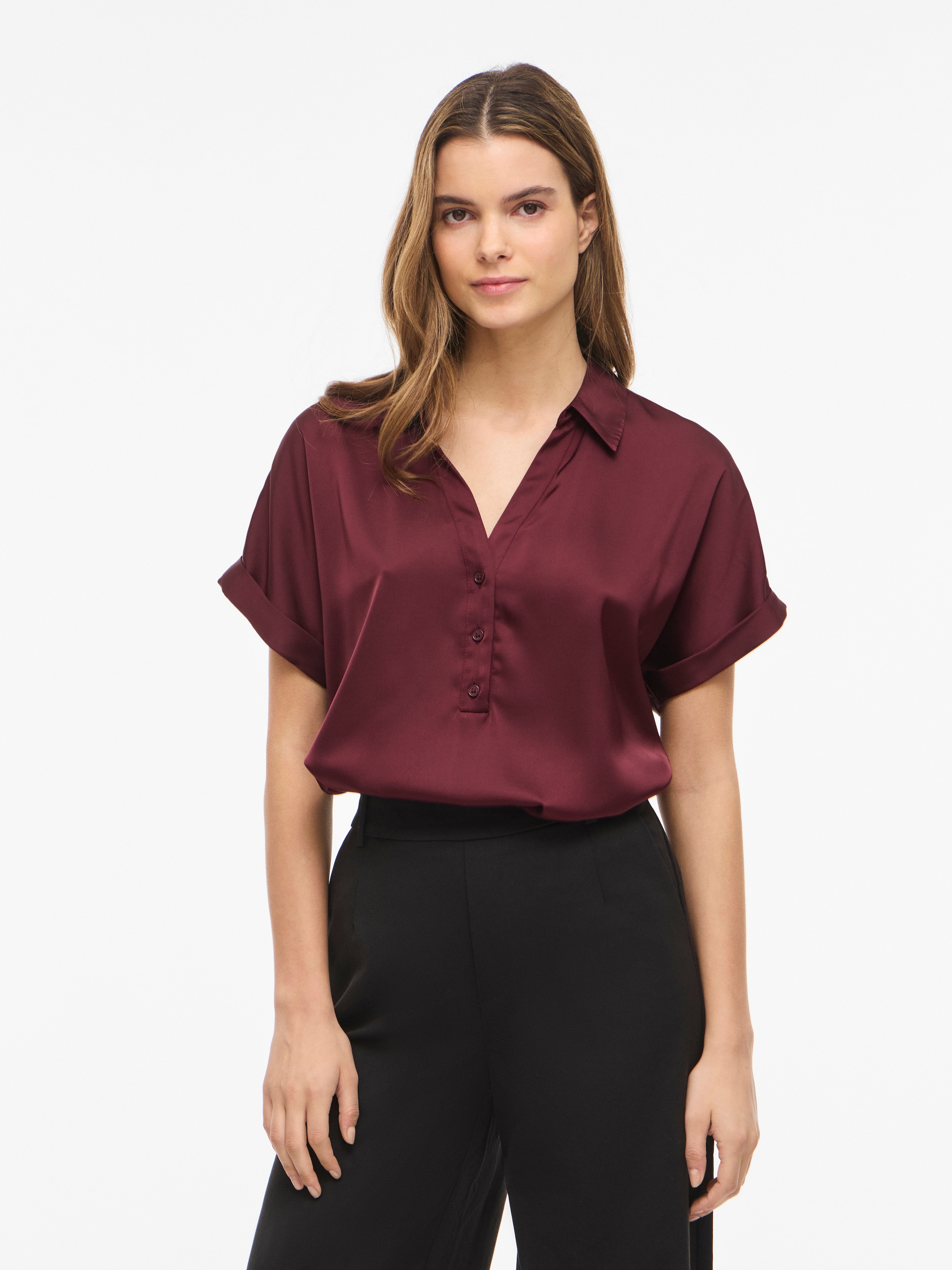 Vila Blouse à manches courtes »VIENNA RAVENNA S/S TOP - NOOS« Kunstfaser, regular fit