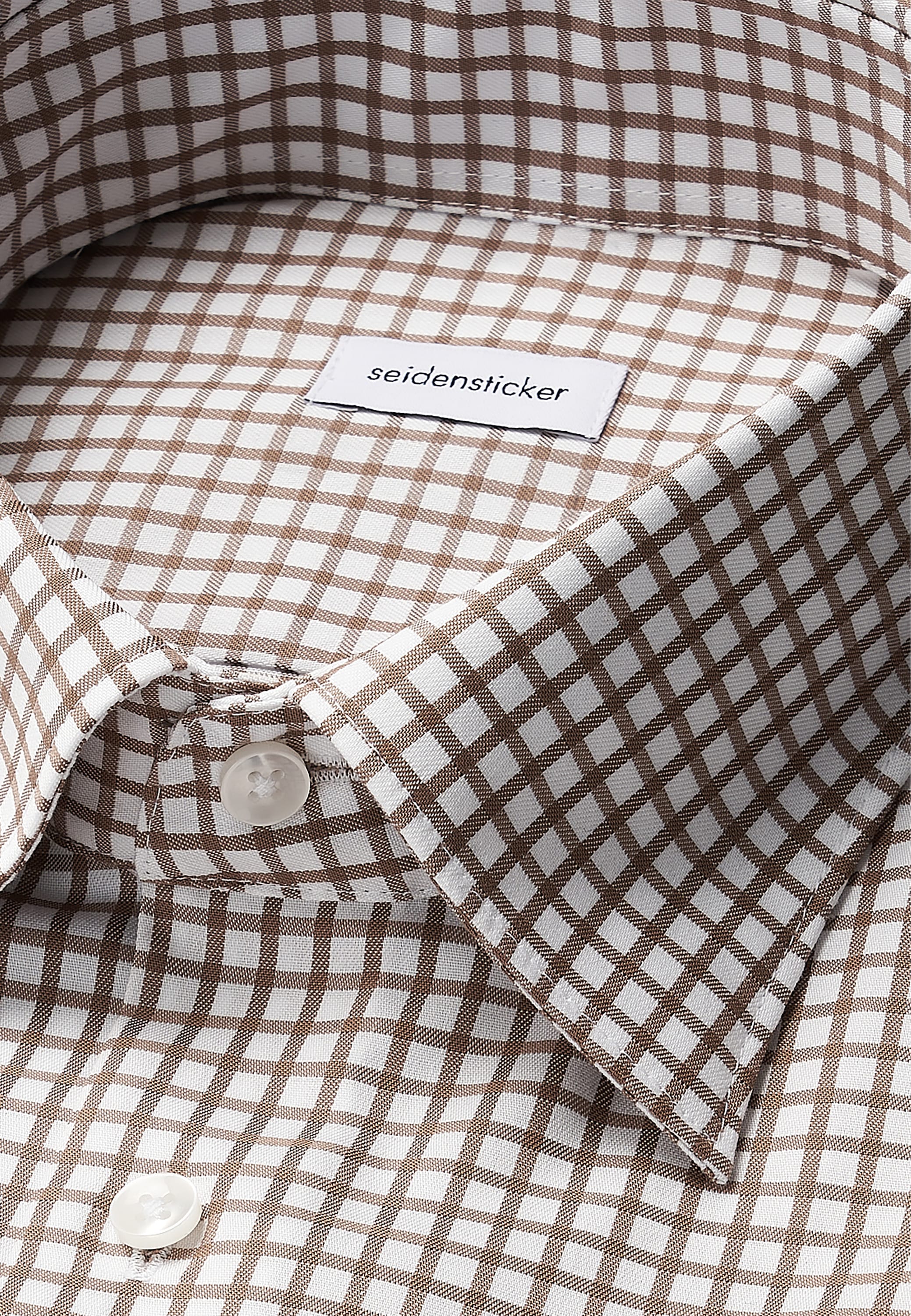 seidensticker Businesshemd »Schwarze Rose« Shaped 1/1 Covered-Button-Down-Kragen Karo