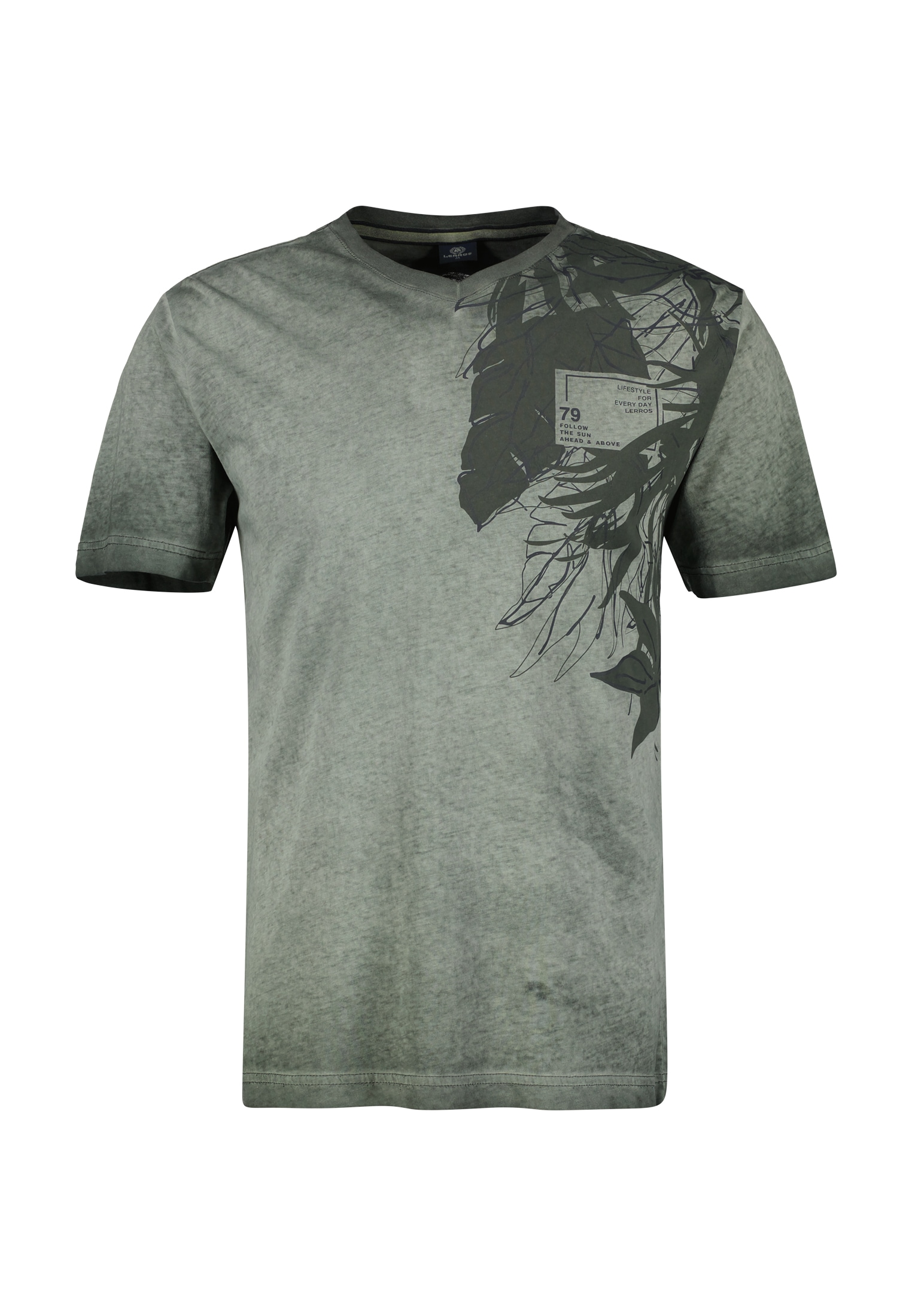 LERROS V-Shirt »LERROS V-Neck T-Shirt mit floralem Print«
