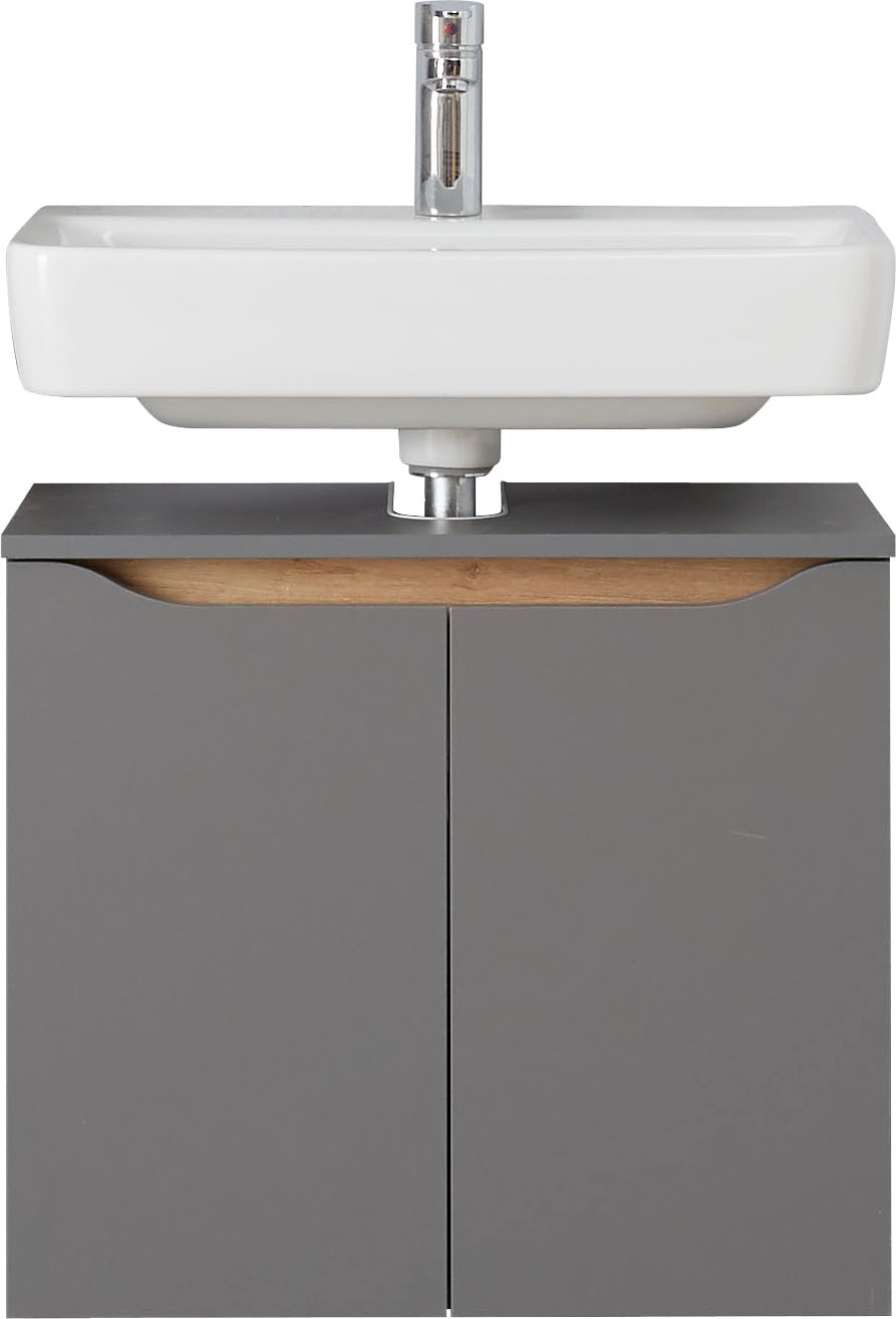 Saphir Waschbeckenunterschrank »Quickset Unterbeckenschrank, 60 cm breit, 2 Türen« Waschbeckenschrank mit Siphonausschnitt, ohne Waschbecken, grifflos