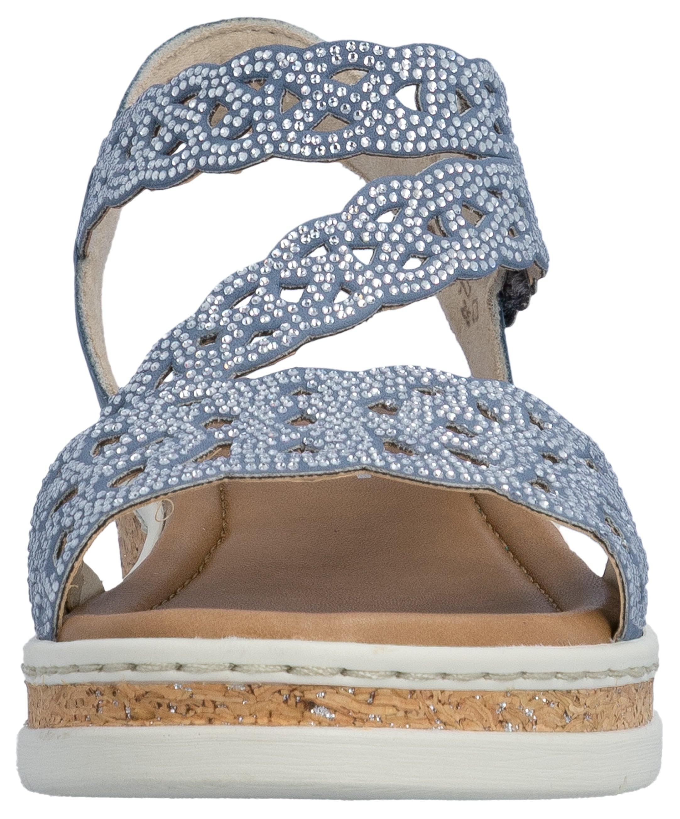 Rieker Sandales compensées  Sandale compensée, chaussure d'été, chaussure de vacances avec strass
