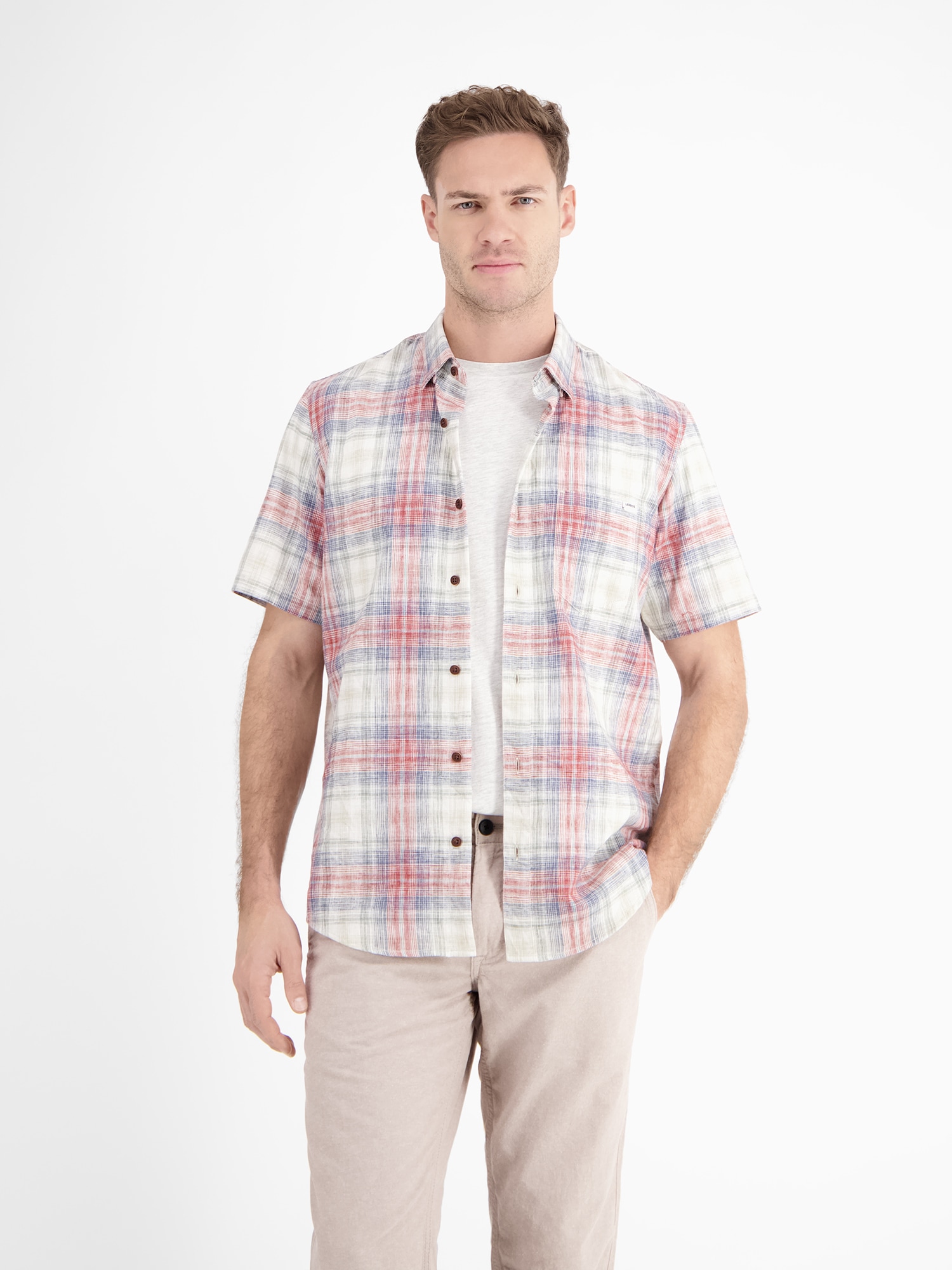 LERROS Kurzarmhemd »Karohemd aus sommerlichem Strukturgewebe«