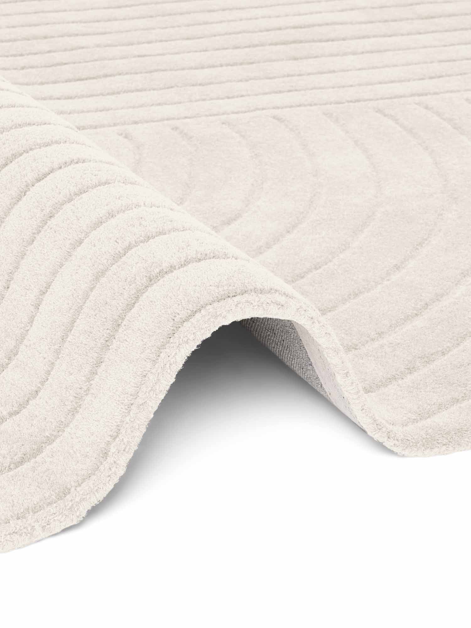 vikosa Tapis en laine »Arcura« Rond 15 mm Höhe Wolle Handgemacht, Hoch-Tief-Effekt, Geometrisches Linien Wellendesign