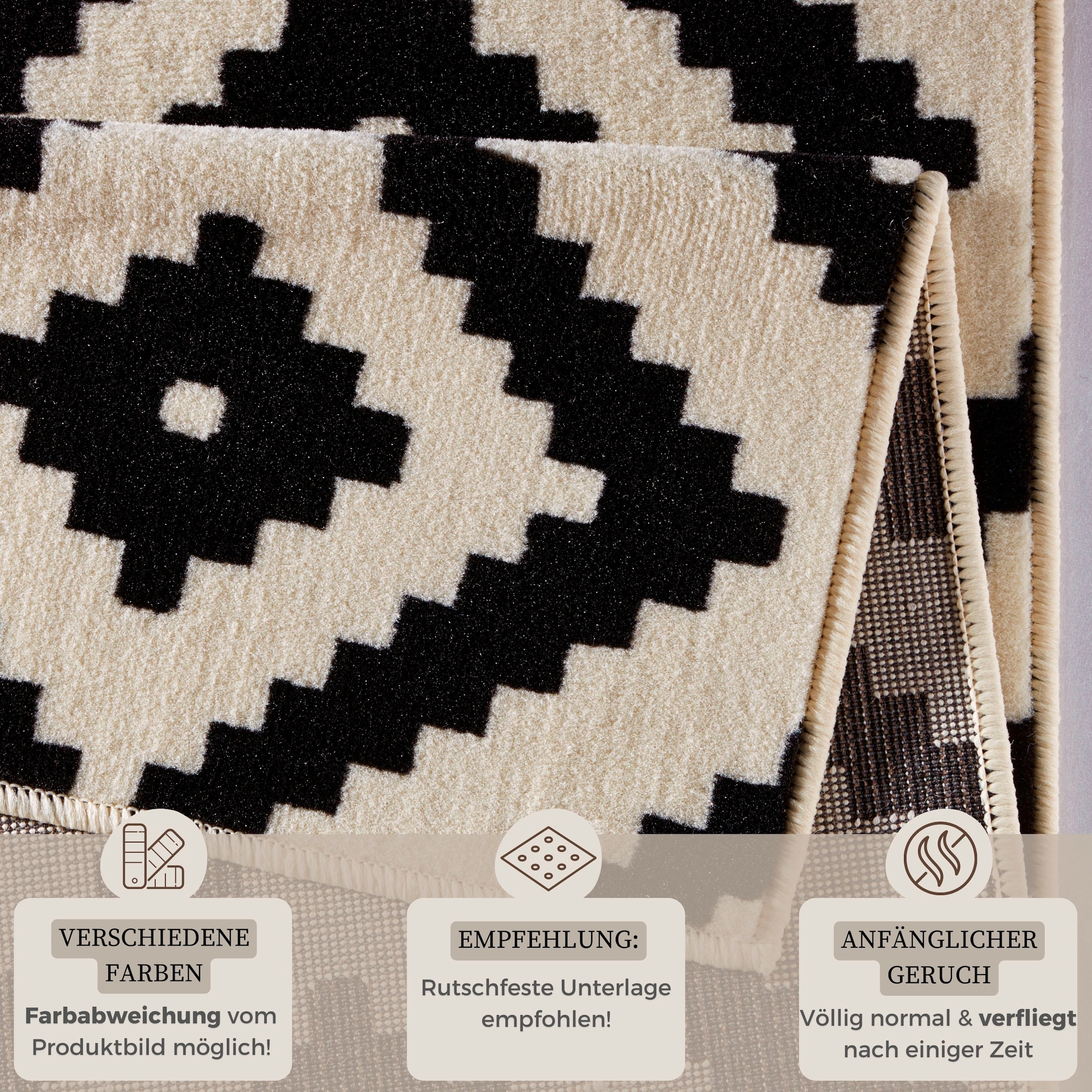 HANSE Home Tapis »Raute« Rectangulaire 9 mm Höhe Läufer, Kurzflor, Skandi, Raute, Wohnzimmer, Schlafzimmer, Flur