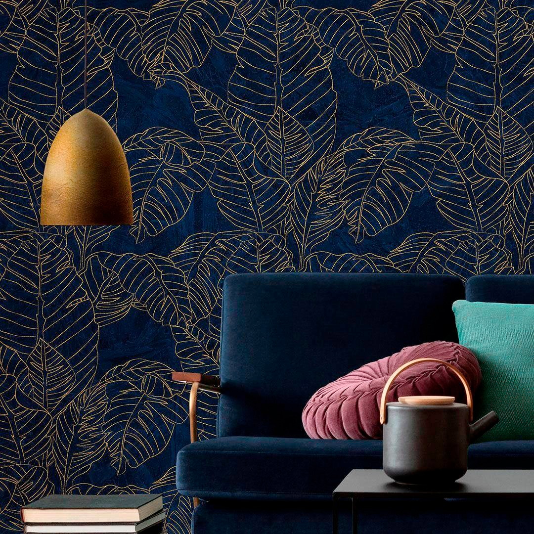 Komar Papier peint intissé »Digitaldruck Vlies -  Feuille d'Or - Grösse 200 x 280 cm« imprimé Wohnzimmer, Schlafzimmer