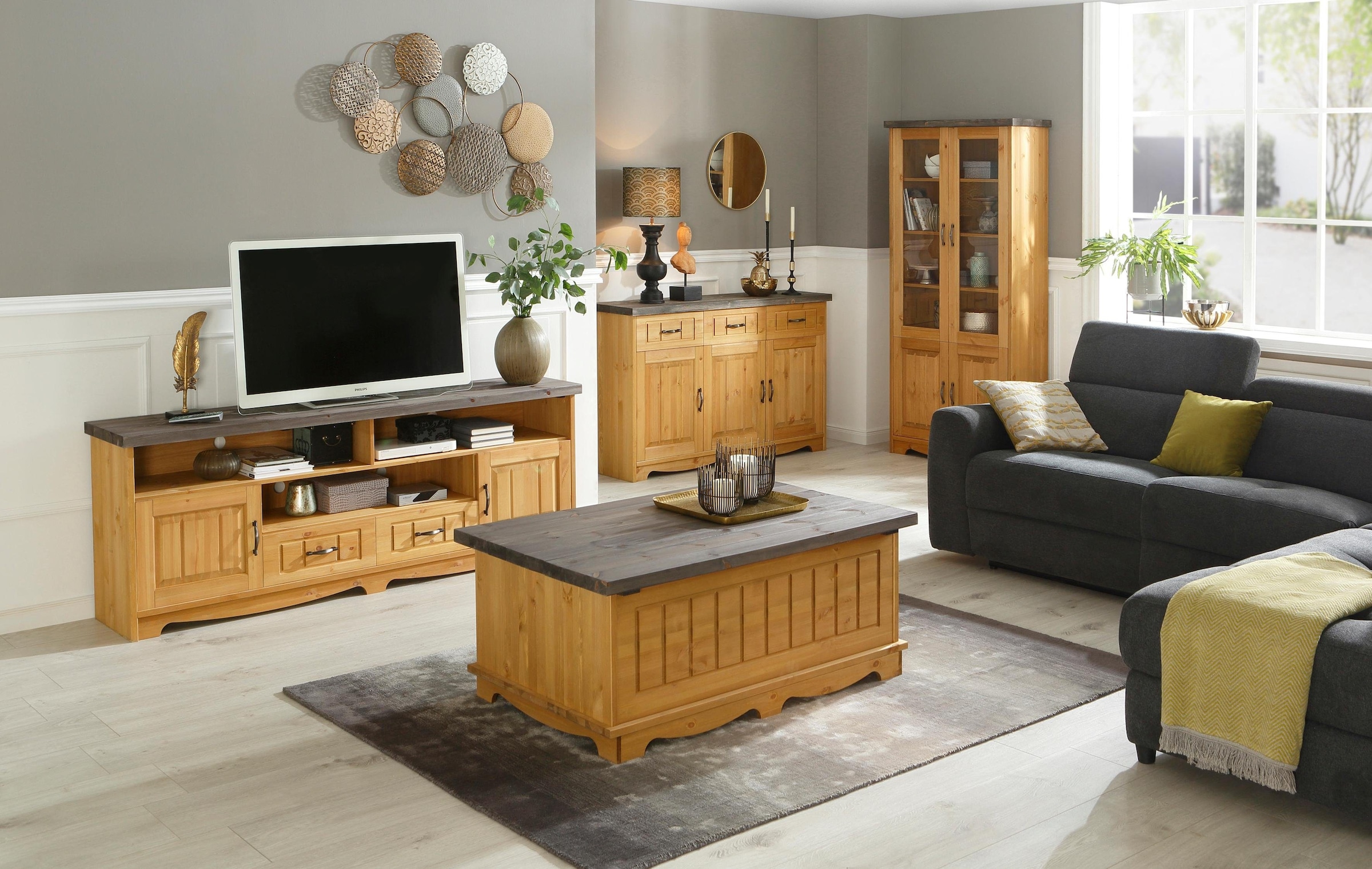 GOODproduct Sideboard »Trinidad Antique« Kommode, 148 cm, FSC® zertifiziertes Massivholz