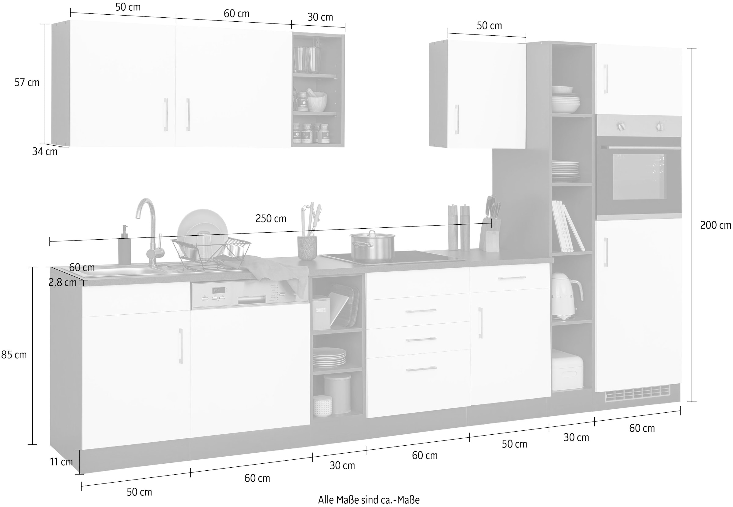 KOCHSTATION Kitchenette »KS-Paris â€“ Küchen mit einzigartigen Fotomotiven auf den Fronten« largeur 340 cm, au choix avec appareils électriques et induction