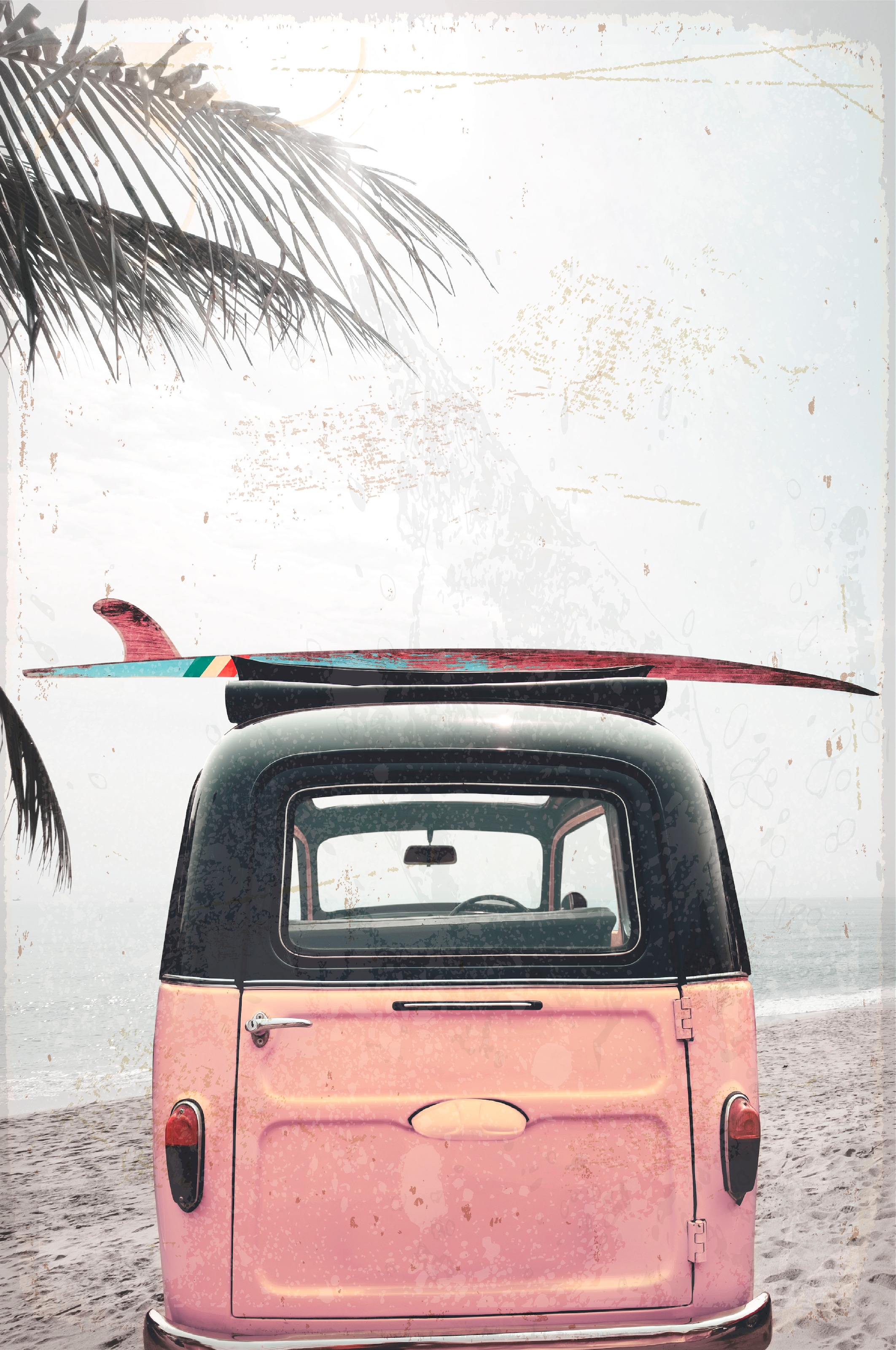 queence Metallbild »Surferbus« Strand 1 Stk. tlg. Stahlschilder