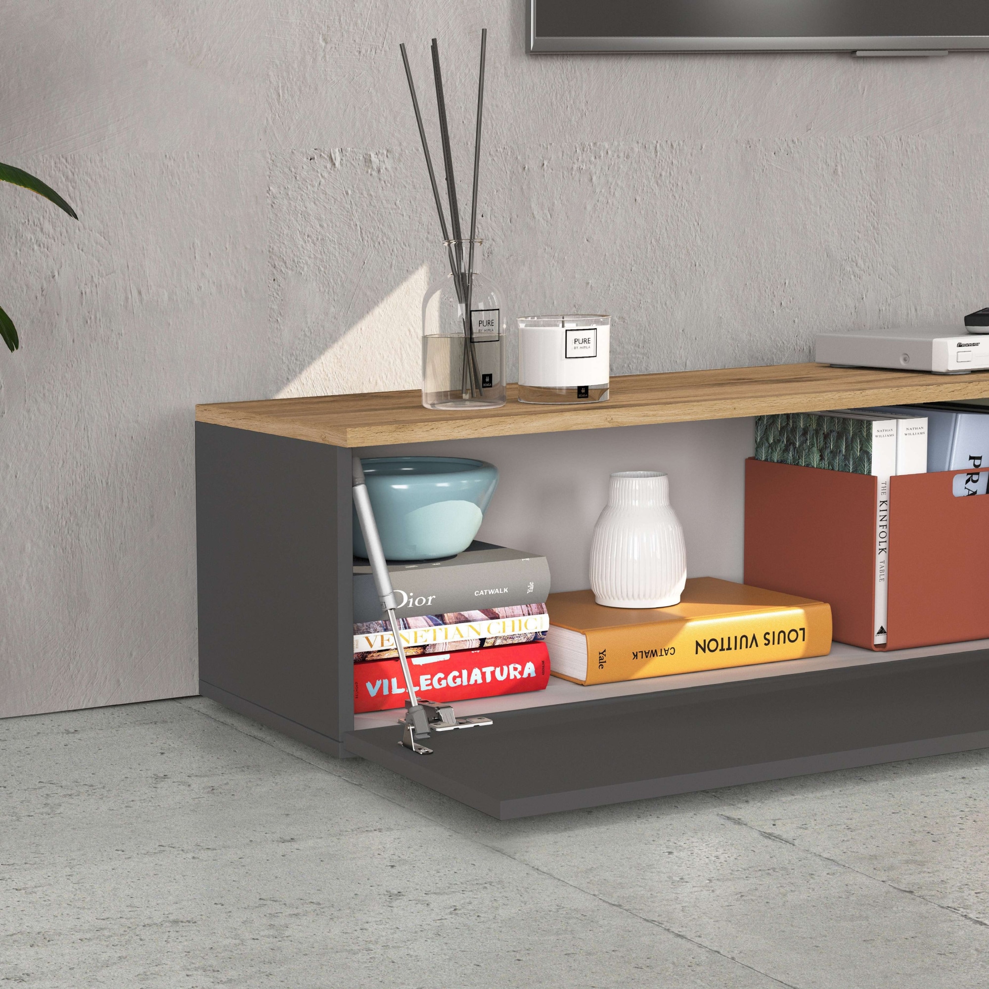 GOODproduct Table basse »ISEO, TV-Kommode,TV-Möbel,TV-Bank, 3 Fächer, Breite 210 cm« 1 cuis tlg. stehend/hängend, 1 Klappe, 2 Türen, 3 Fächer, Breite 210 cm