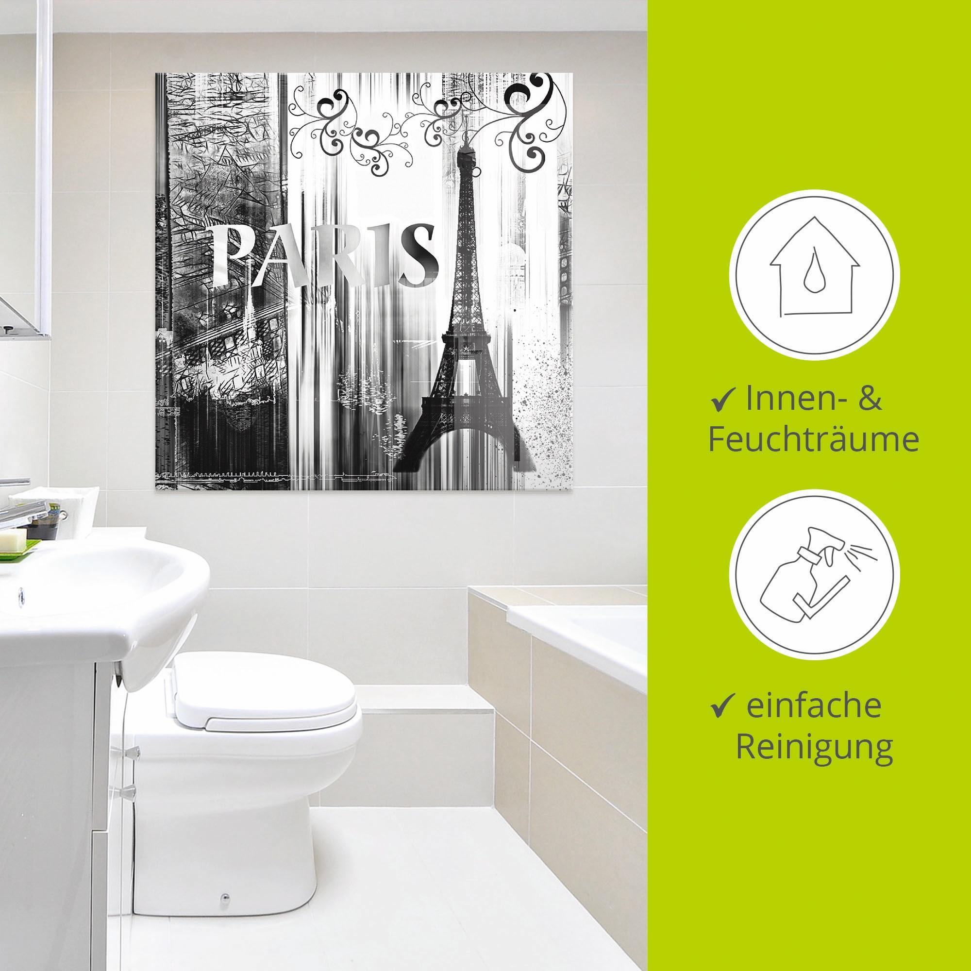 Artland Glasbild »Paris Weltstadt - Abstrakte Collage 04« Gebäude 1 Stk. tlg. in verschiedenen Grössen